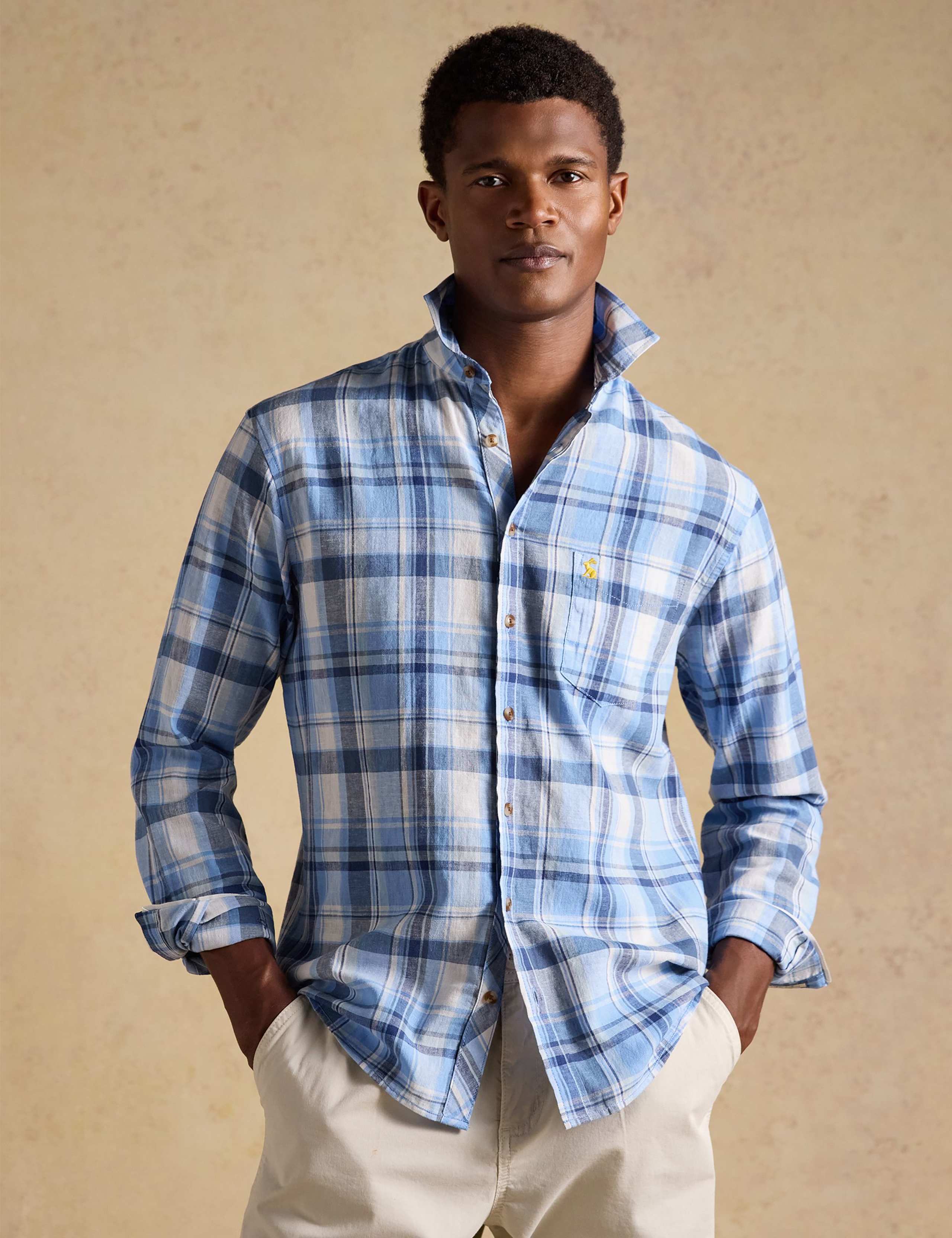 Regular Fit Cotton Linen Blend Checked Shirt 3 of 10