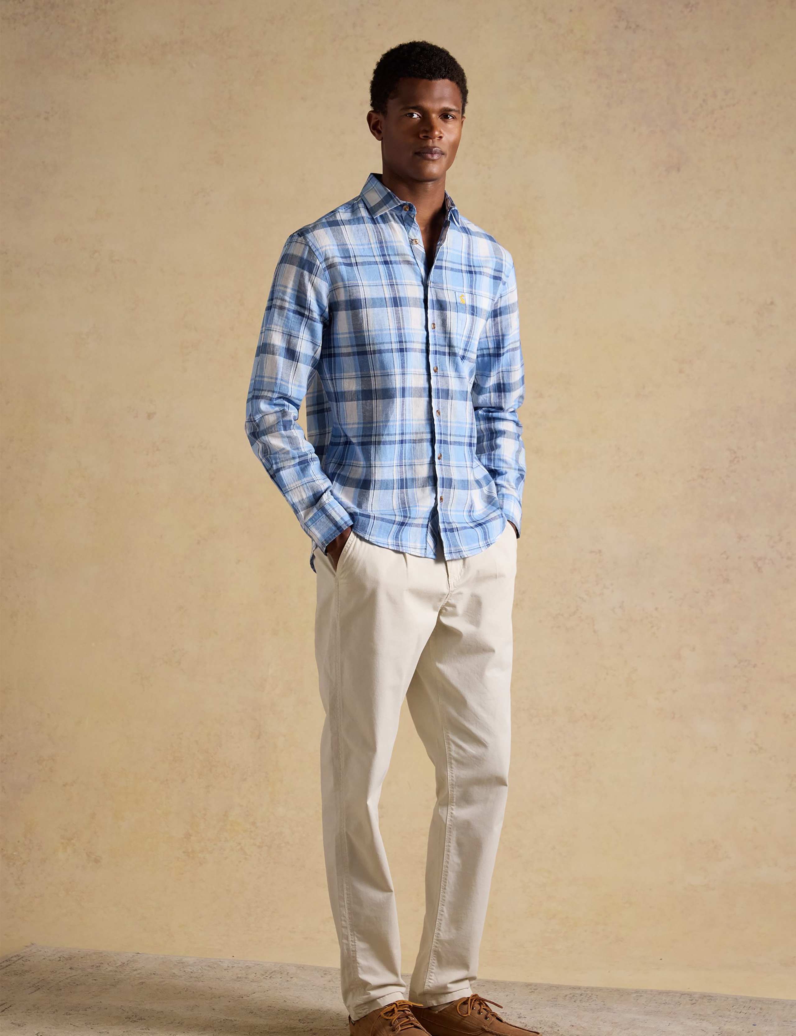 Regular Fit Cotton Linen Blend Checked Shirt 4 of 10