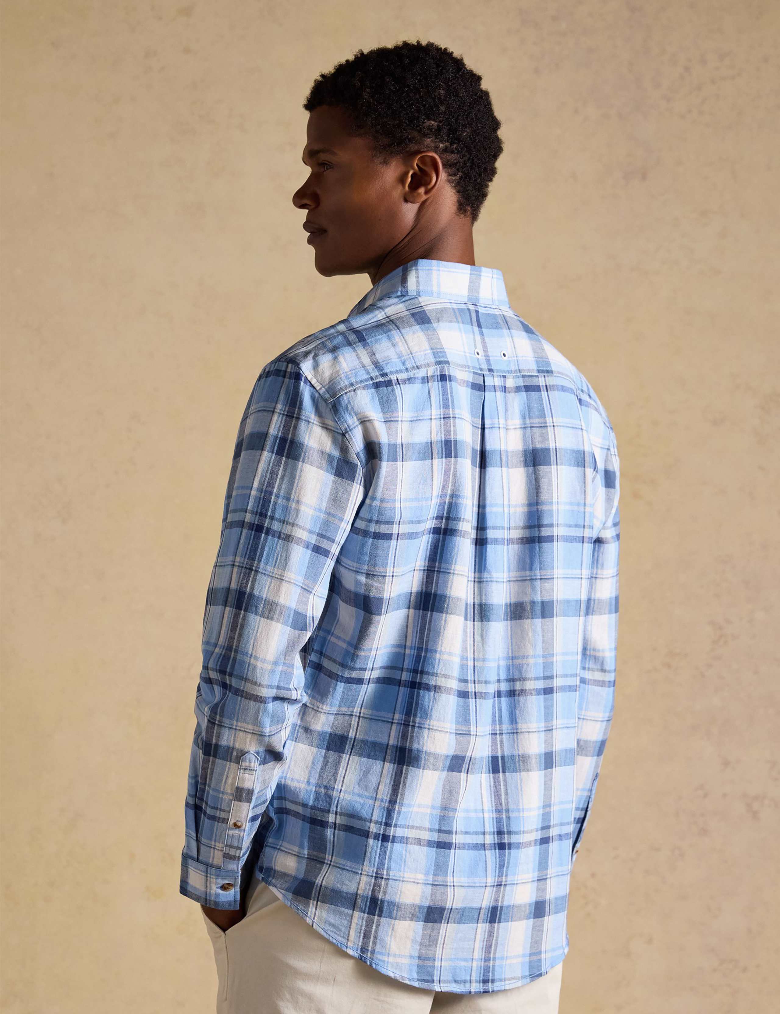 Regular Fit Cotton Linen Blend Checked Shirt 5 of 10