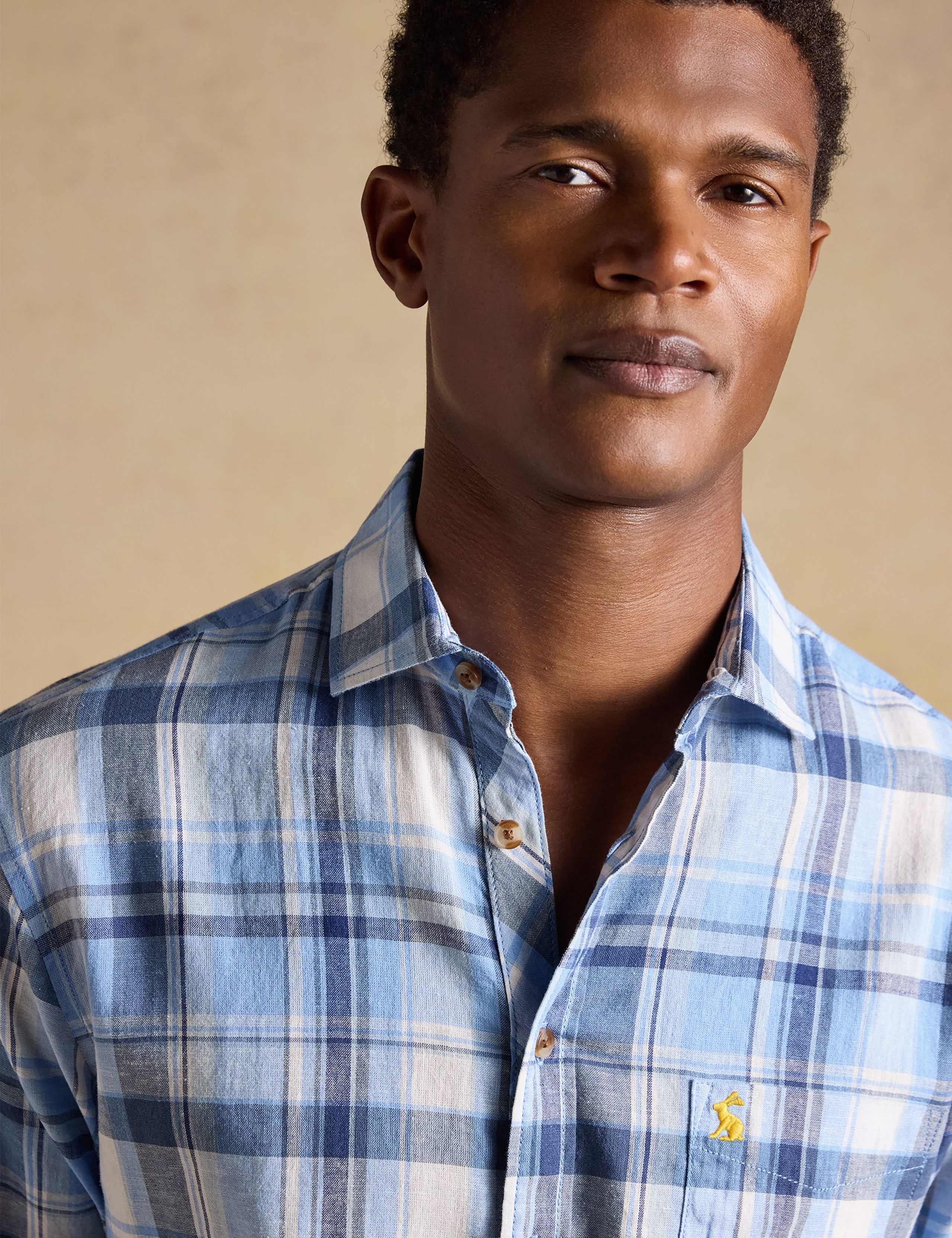 Regular Fit Cotton Linen Blend Checked Shirt 6 of 10