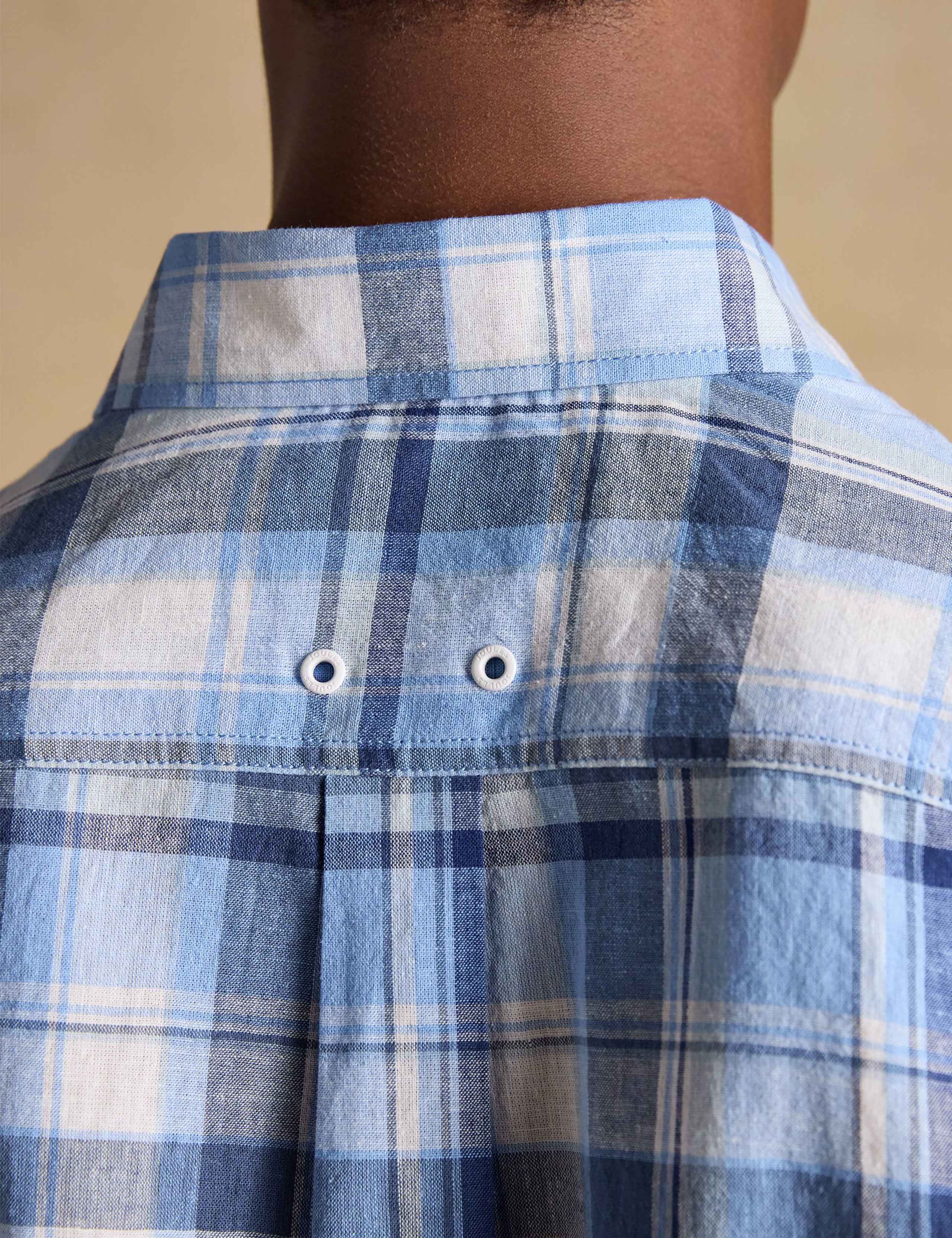 Regular Fit Cotton Linen Blend Checked Shirt 7 of 10
