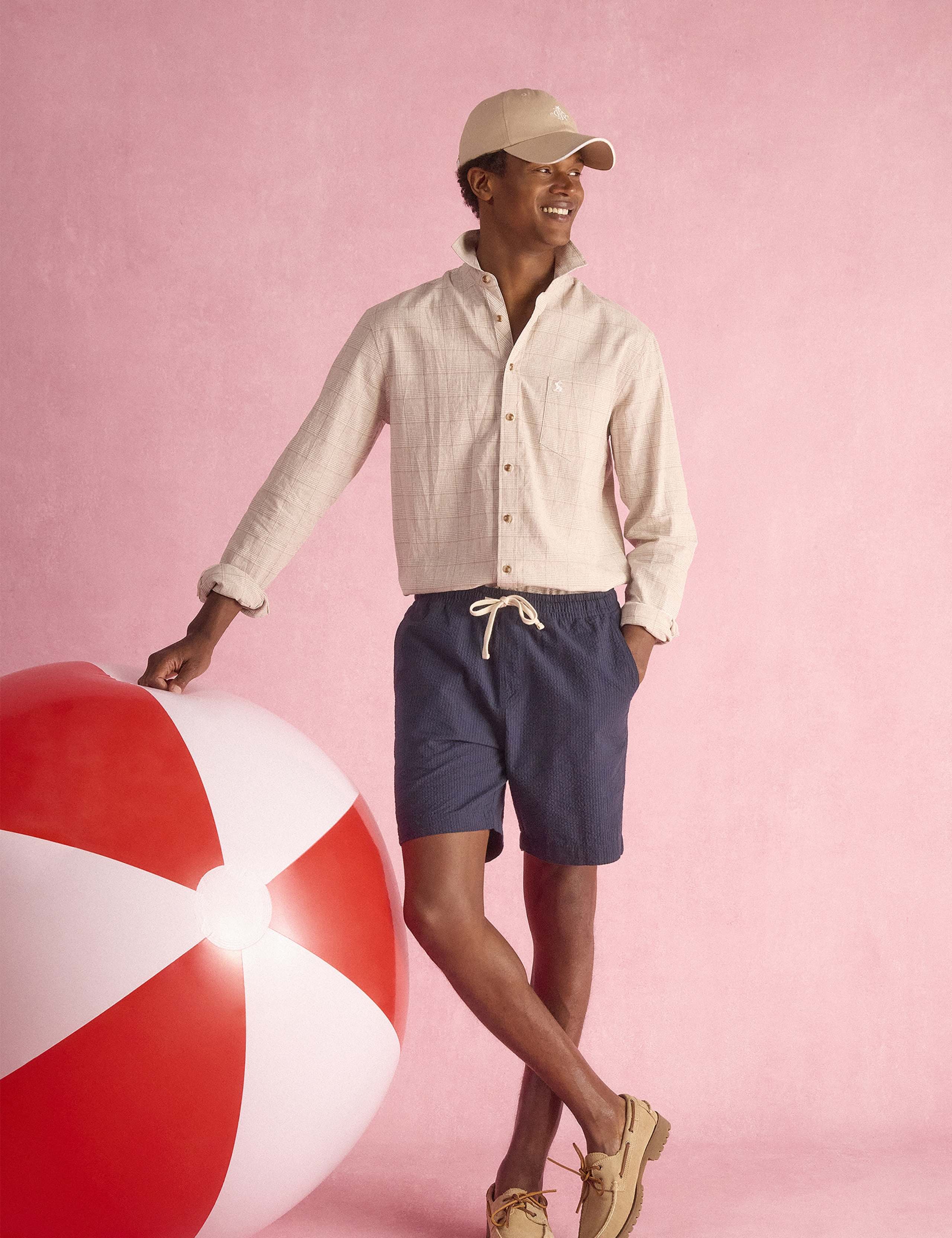 Regular Fit Cotton Linen Blend Checked Shirt 2 of 8