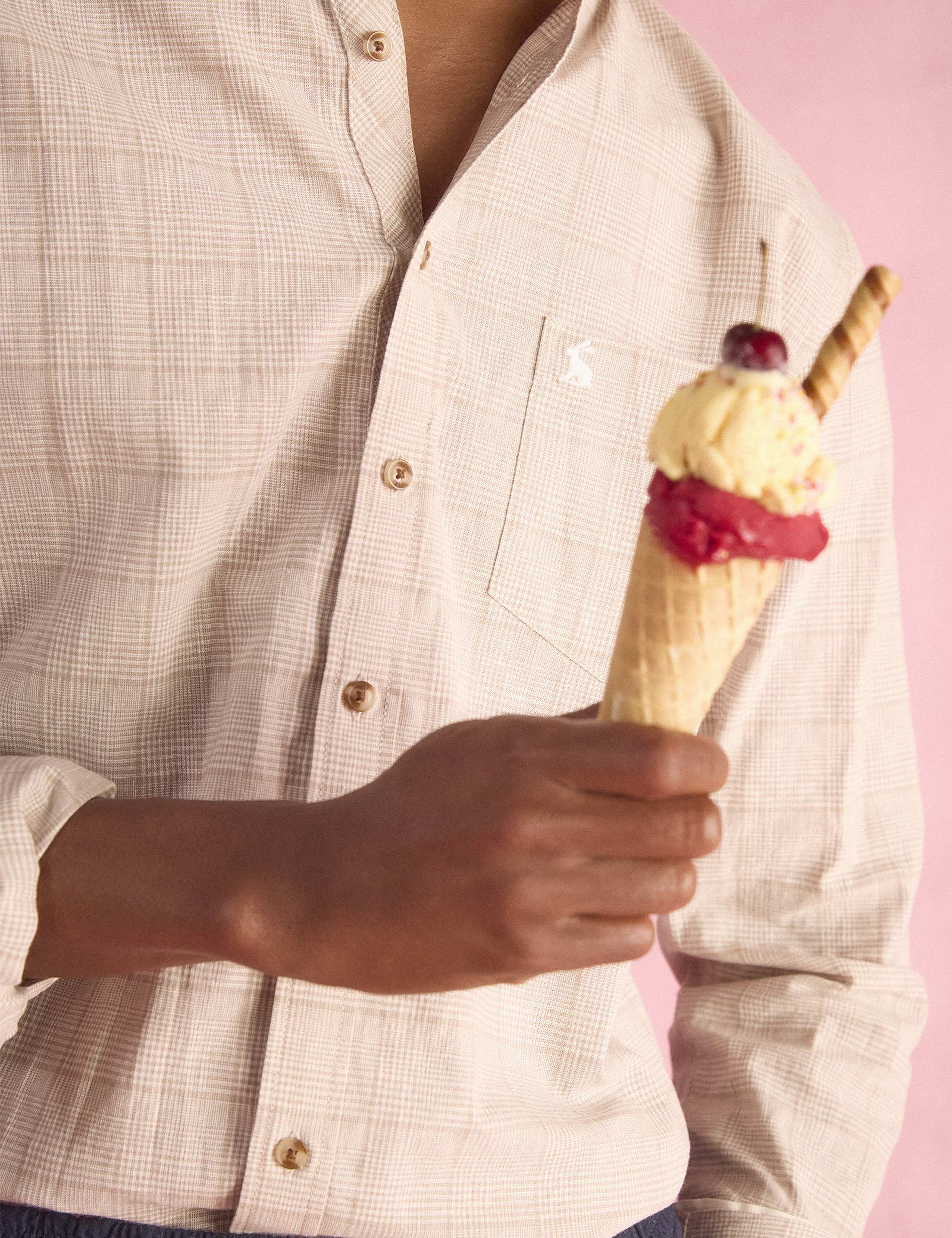 Regular Fit Cotton Linen Blend Checked Shirt 3 of 8