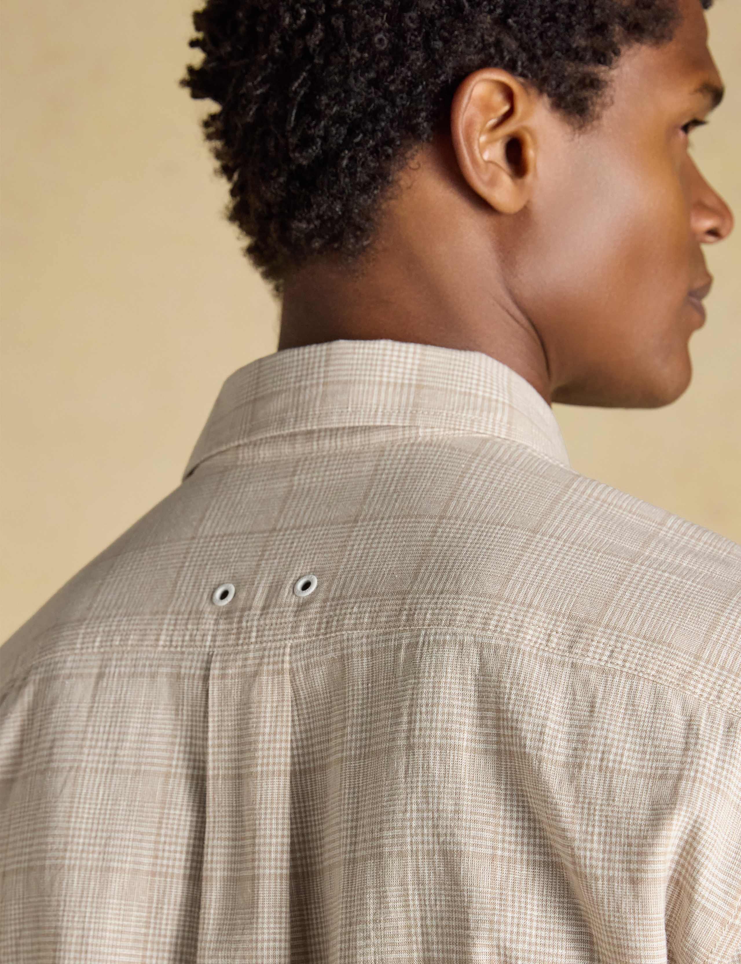 Regular Fit Cotton Linen Blend Checked Shirt 4 of 8