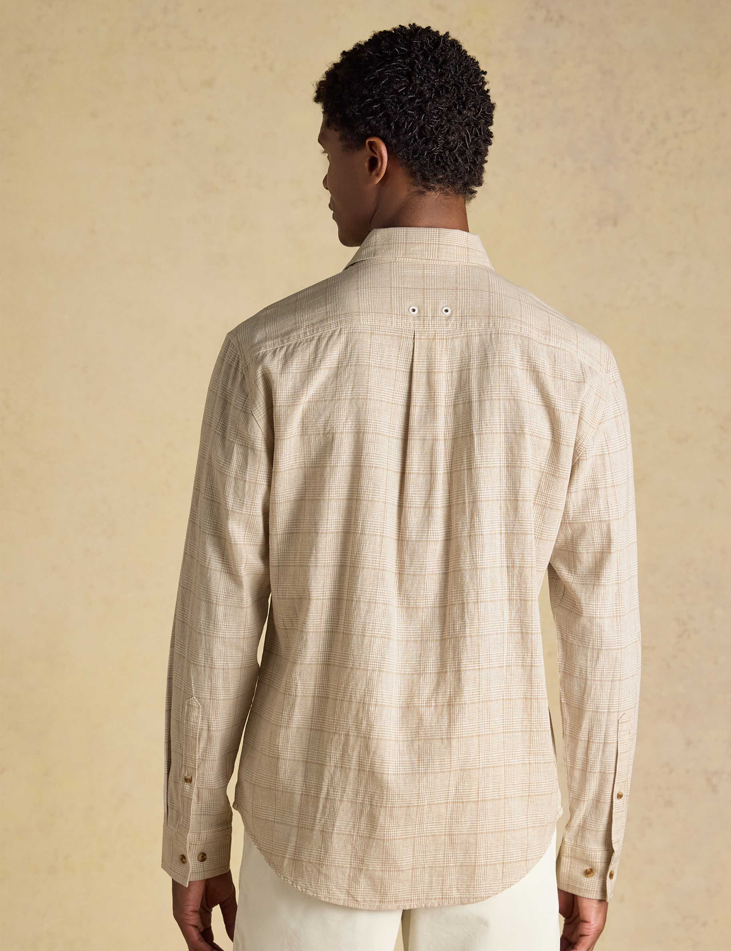 Regular Fit Cotton Linen Blend Checked Shirt 8 of 8