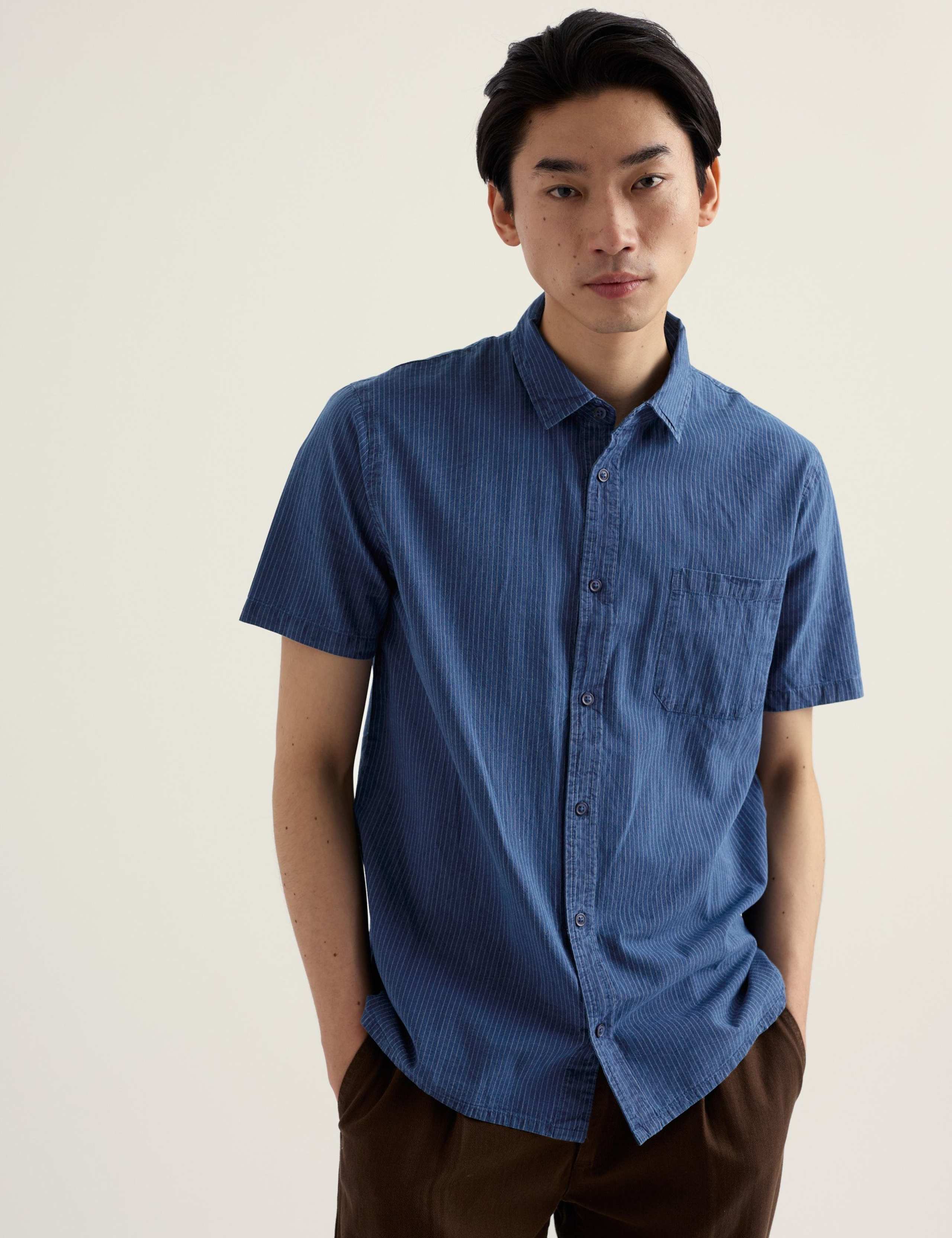 Pure Cotton Striped Short Sleeve Shirt 3 of 5