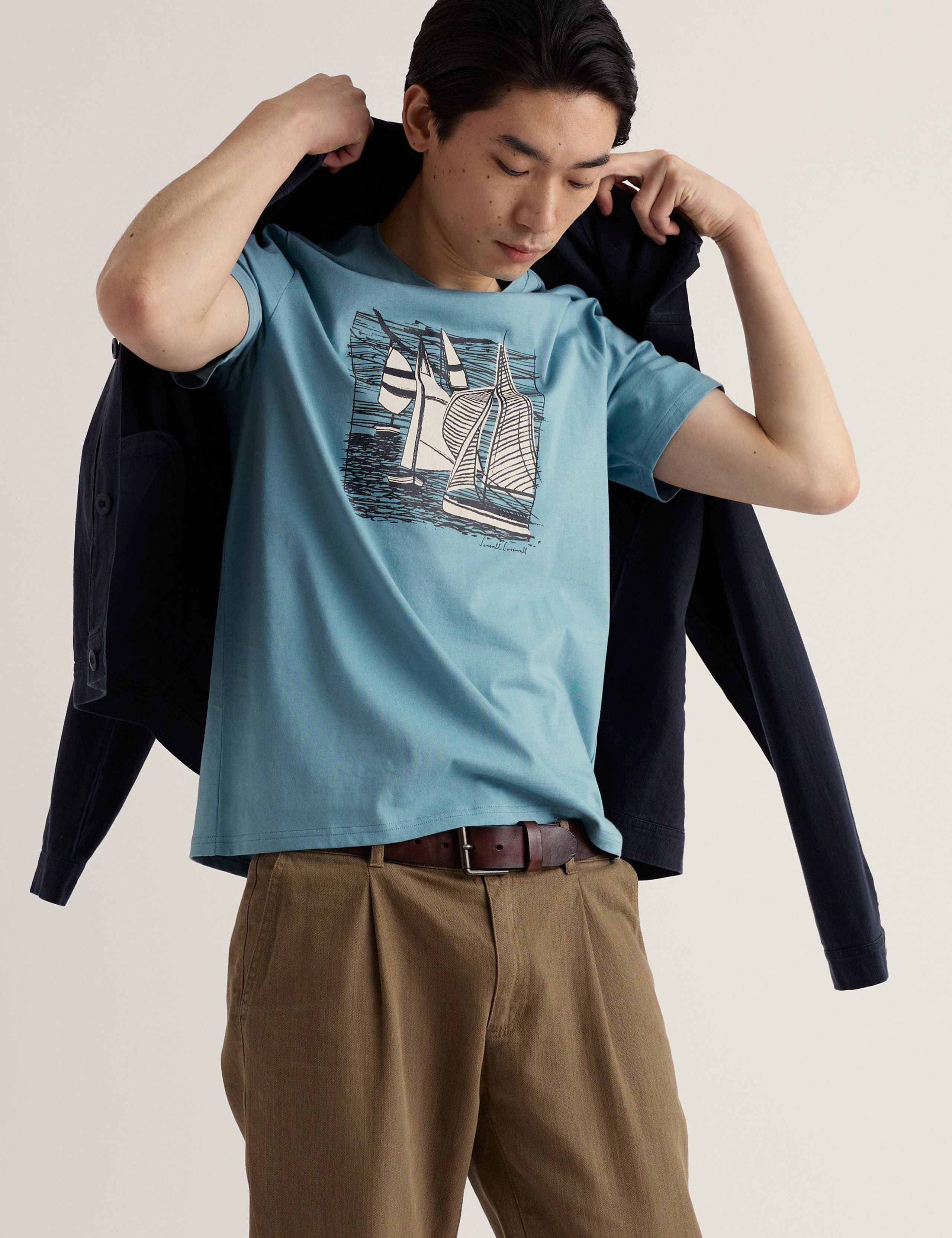 Pure Cotton Sailing Boat Graphic T-Shirt 3 of 5