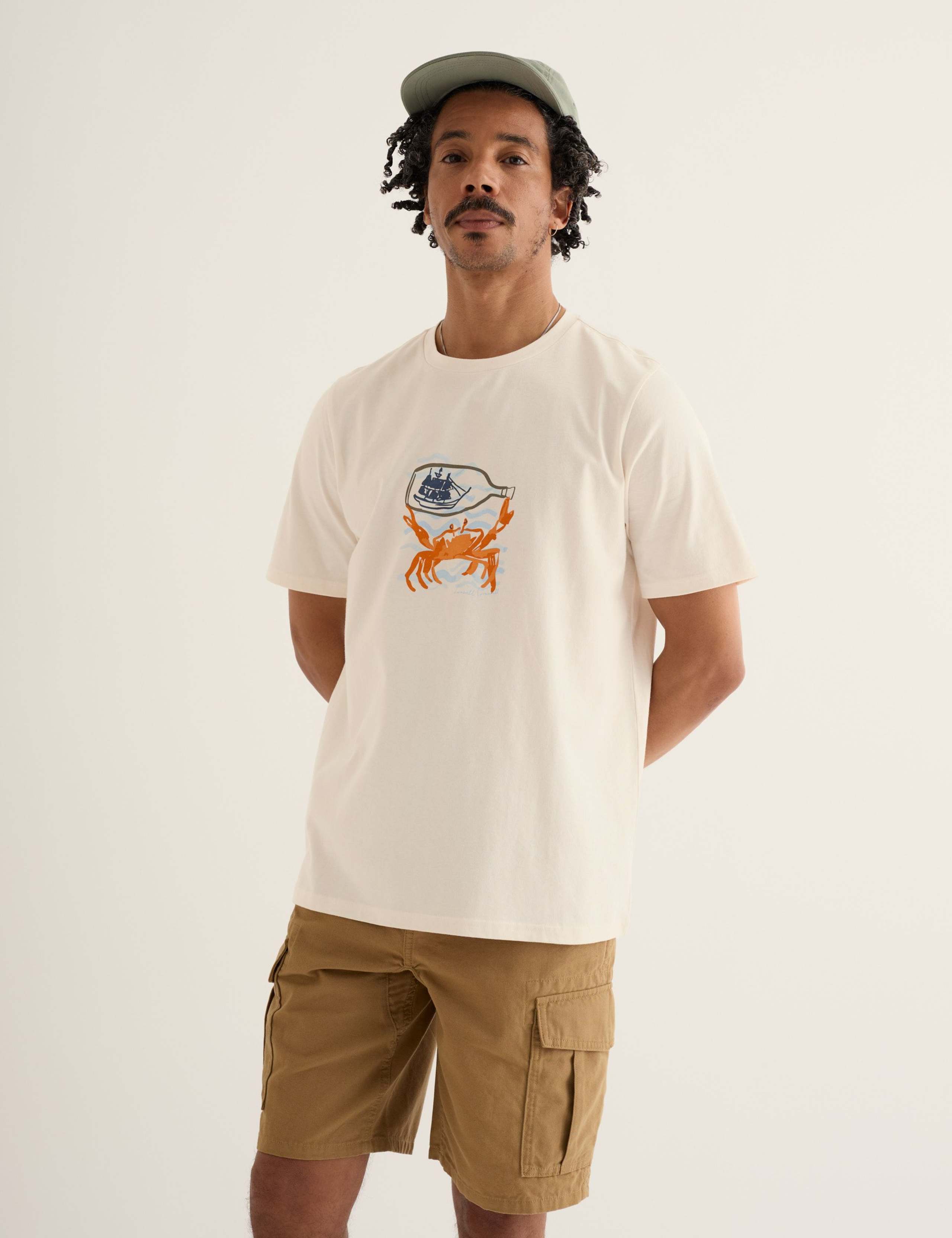 Pure Cotton Crab Graphic Crew Neck T-Shirt 1 of 5