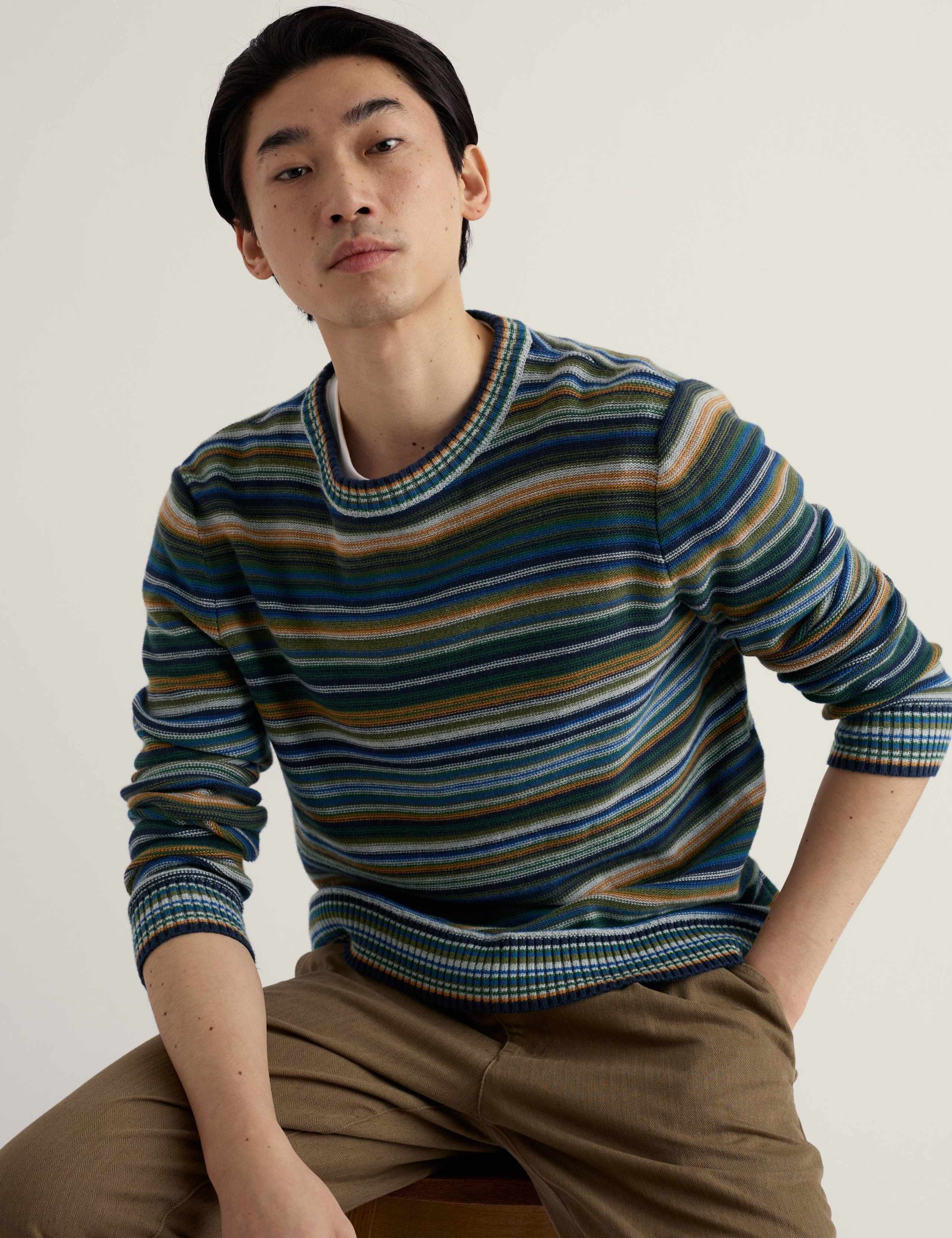 Pure Cotton Striped Crew Neck Jumper 3 of 5