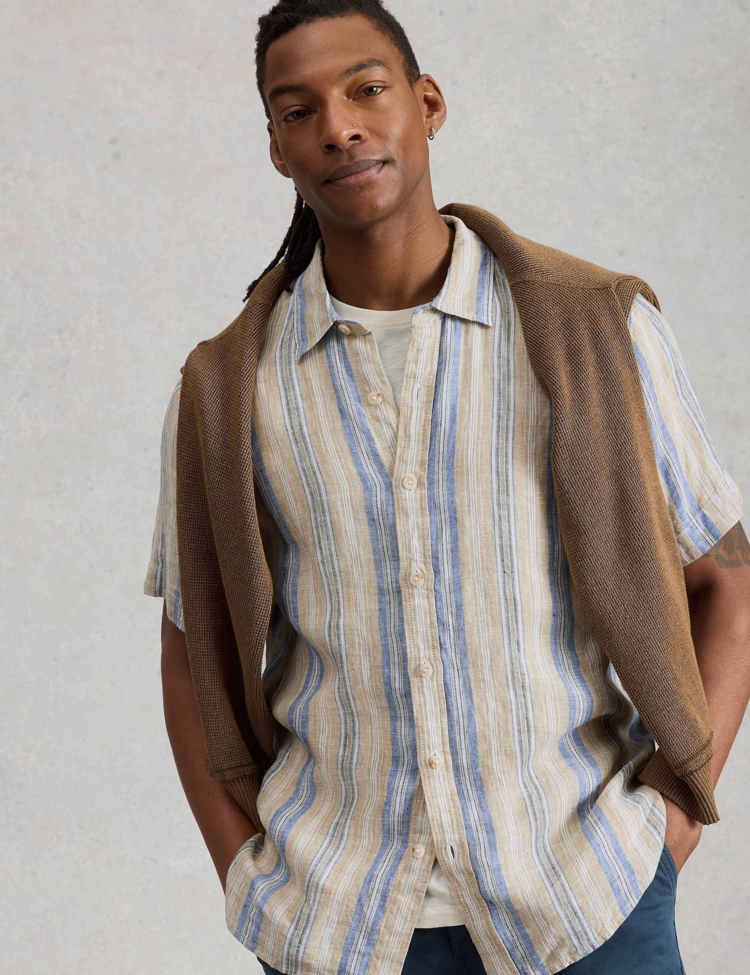 Regular Fit Pure Linen Striped Shirt 3 of 6