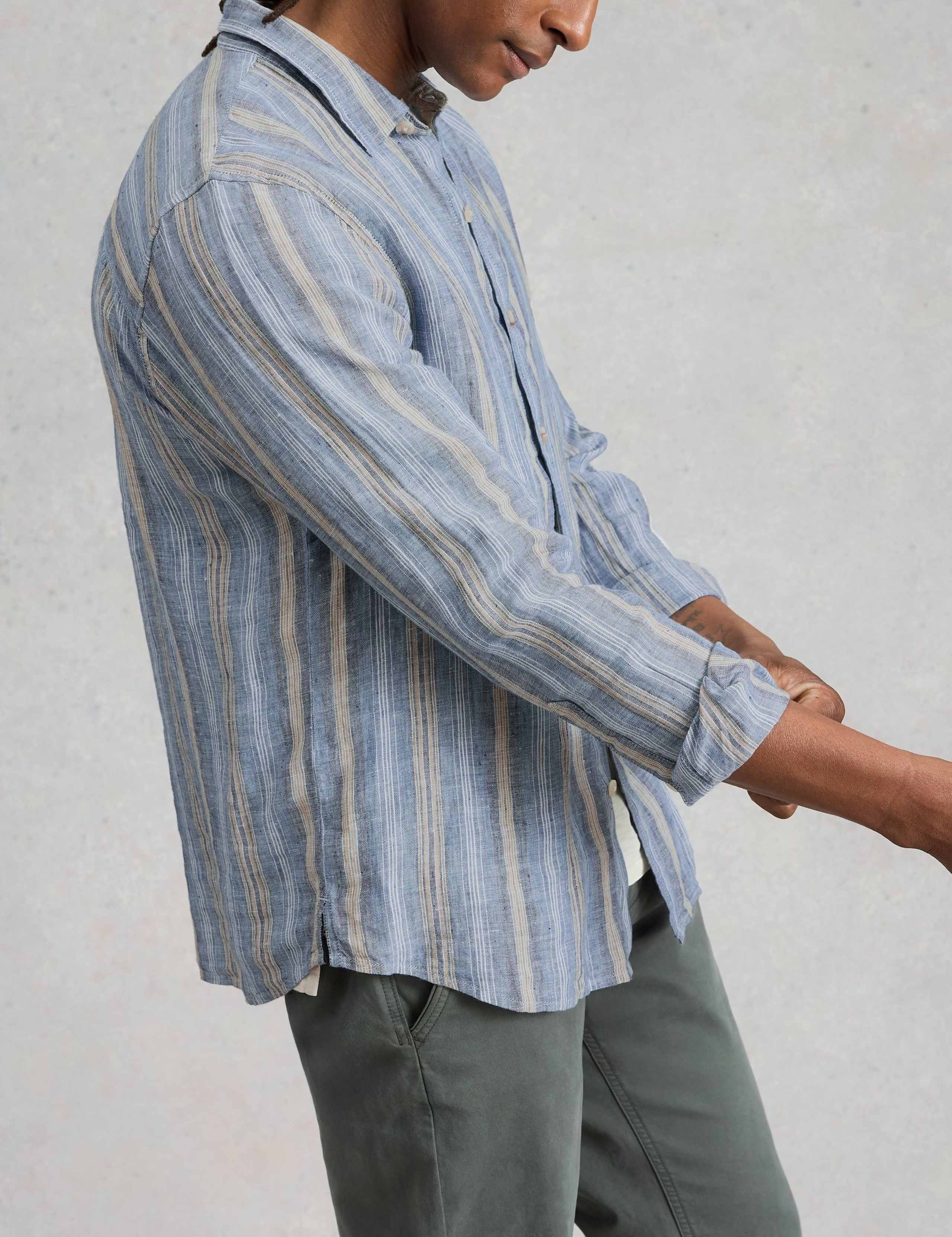 Regular Fit Pure Linen Striped Shirt 2 of 6