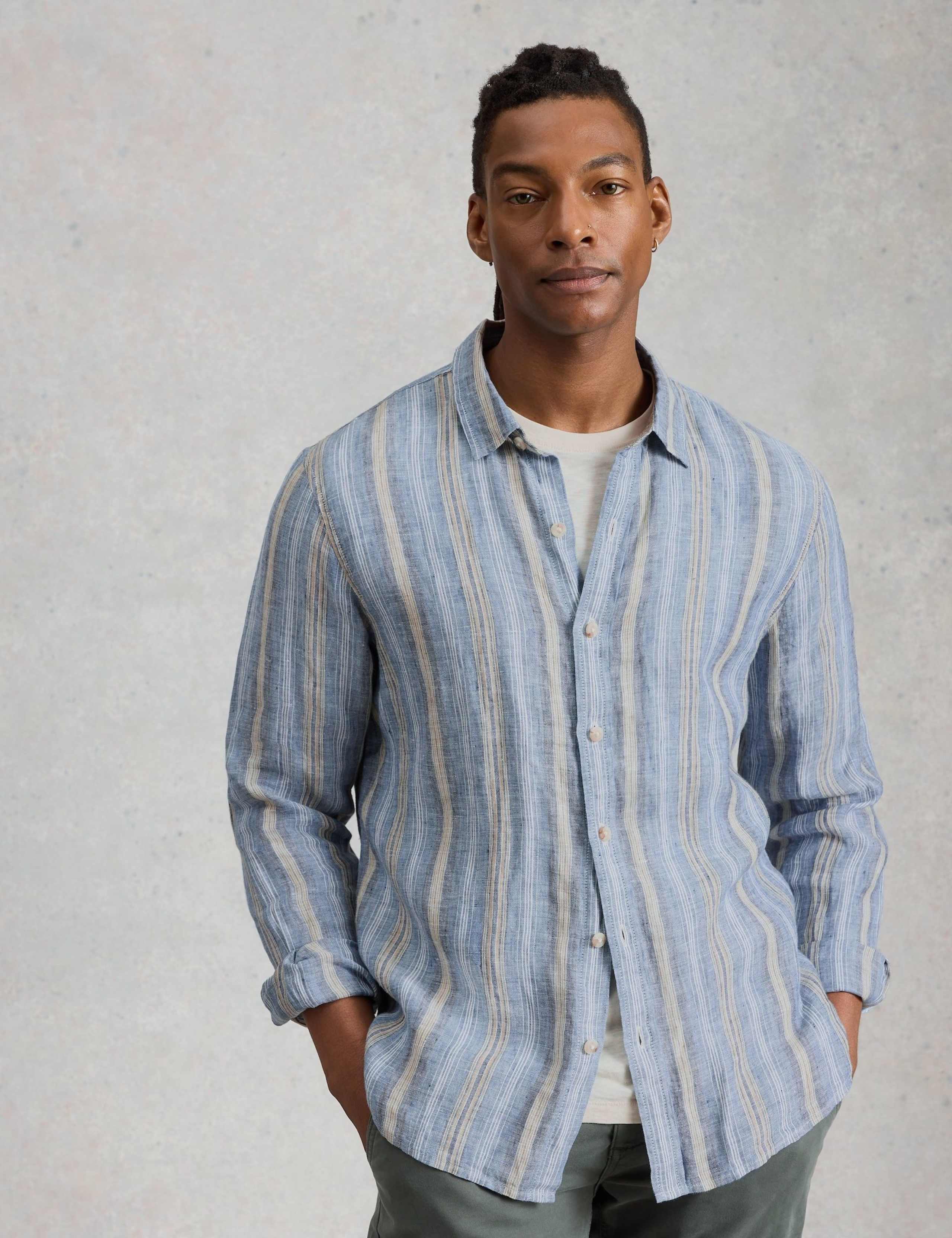 Regular Fit Pure Linen Striped Shirt 4 of 6