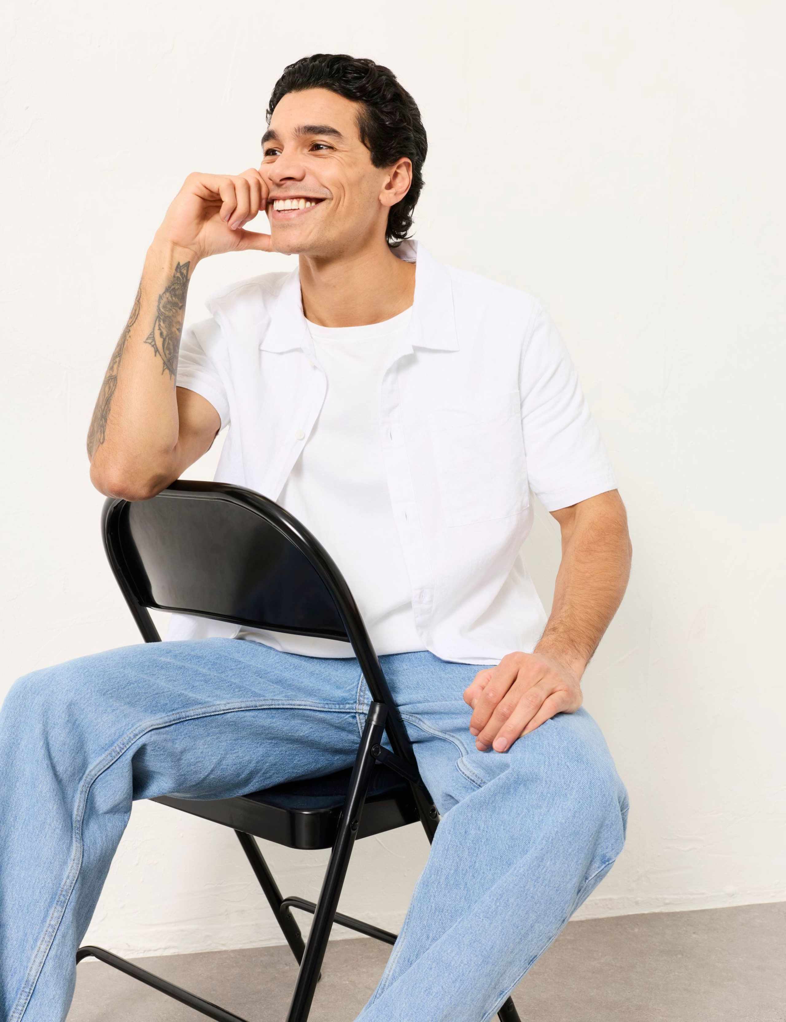 Relaxed Fit Linen Blend Short Sleeve Shirt 4 of 5