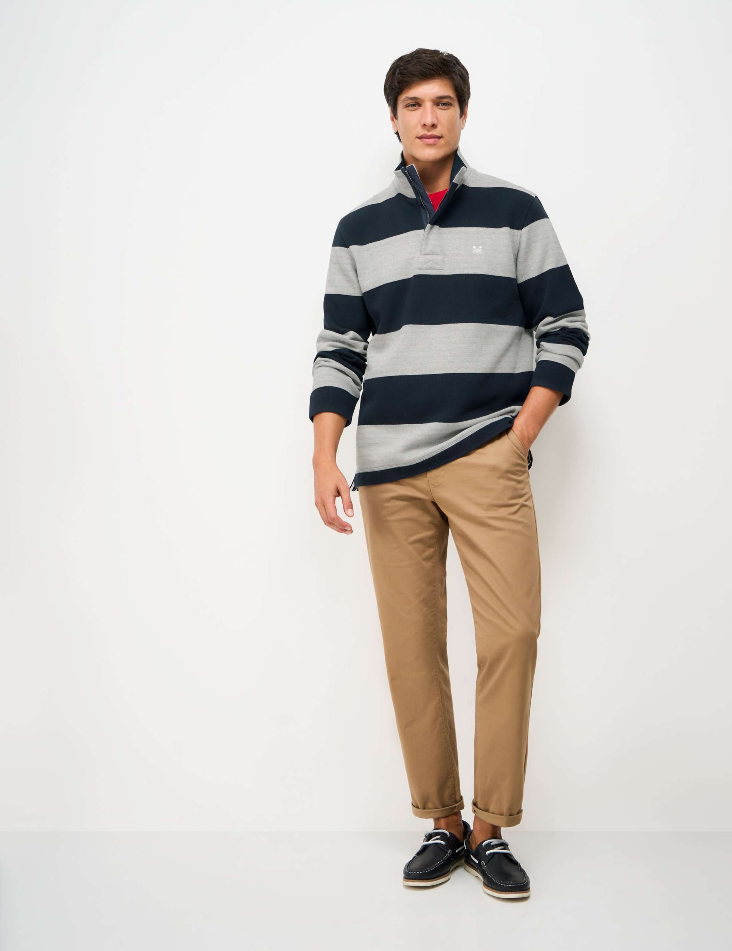 Cotton Rich Striped Half Zip Sweatshirt 3 of 5