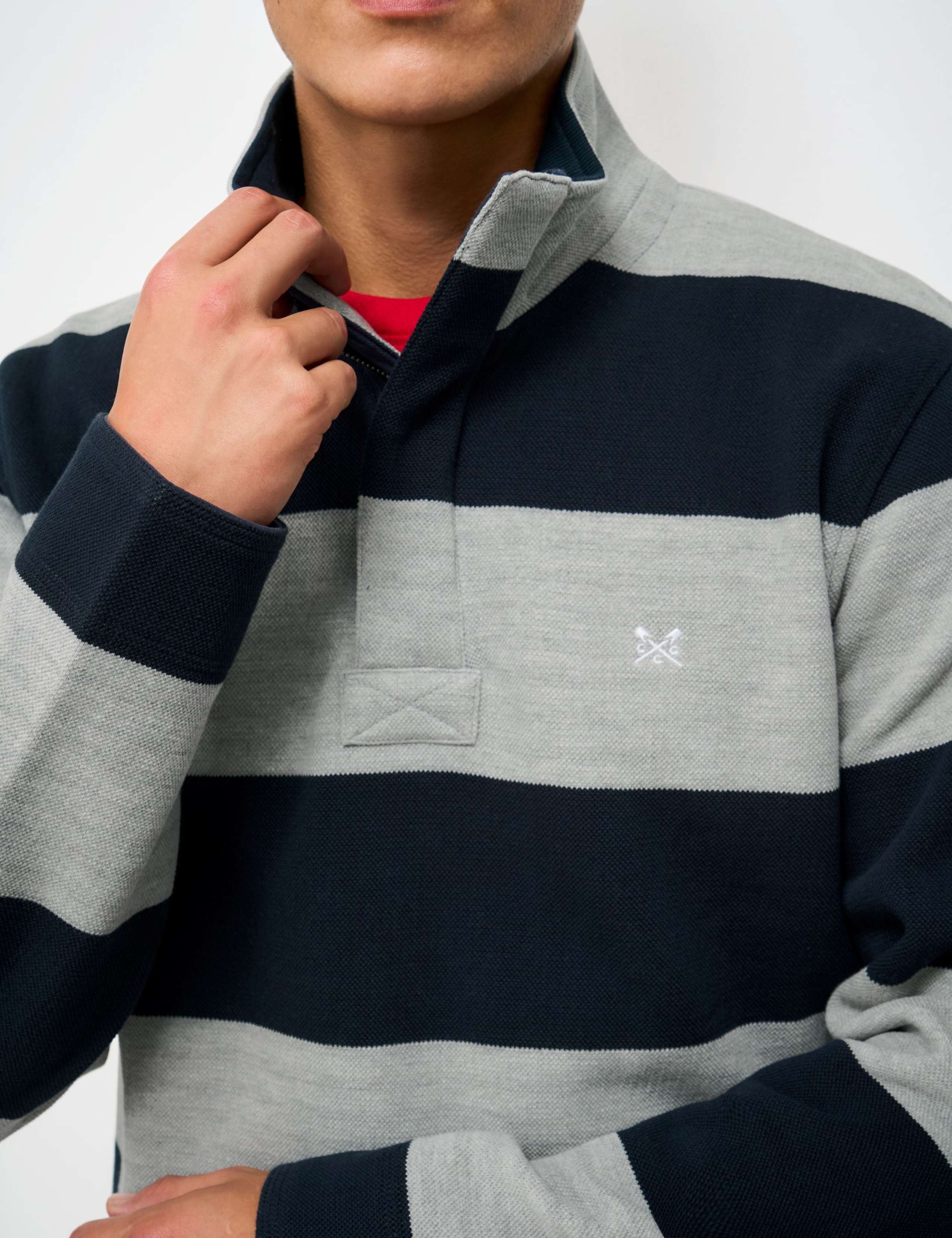 Cotton Rich Striped Half Zip Sweatshirt 4 of 5