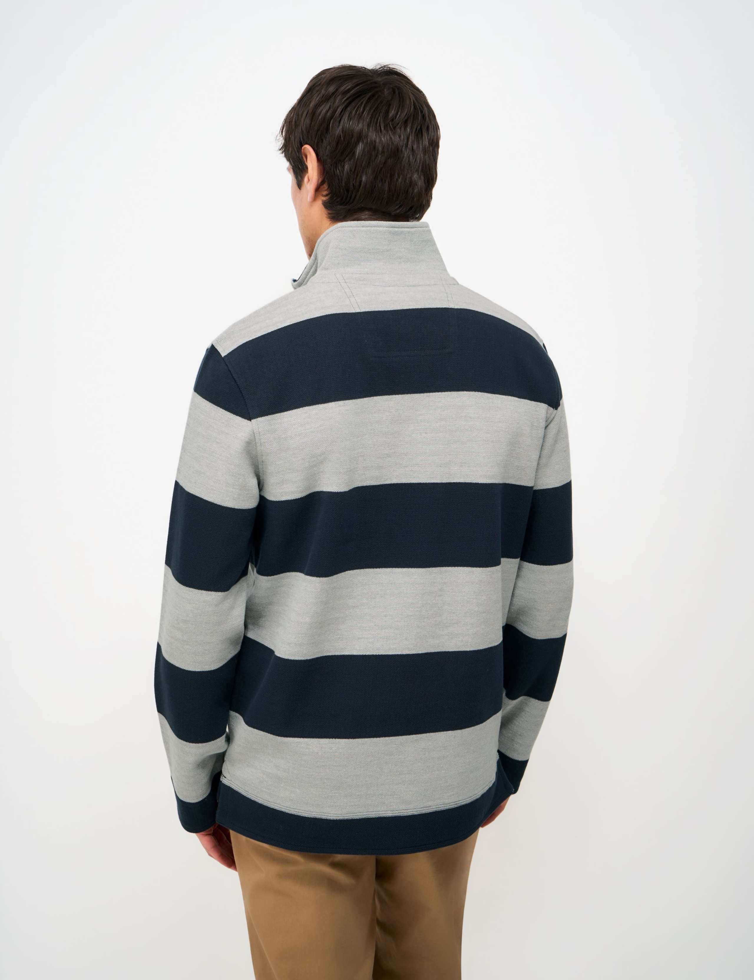 Cotton Rich Striped Half Zip Sweatshirt 5 of 5