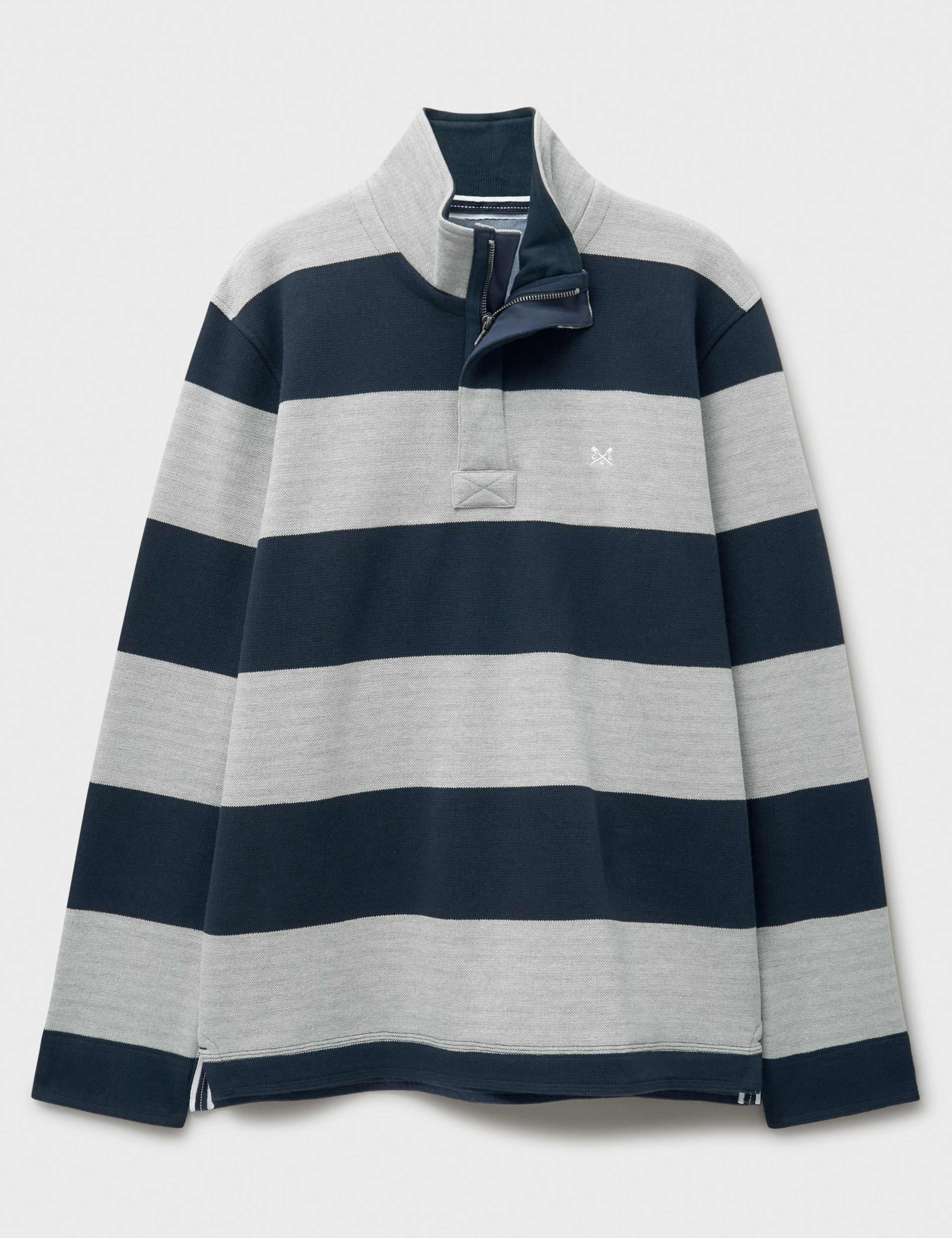 Cotton Rich Striped Half Zip Sweatshirt 2 of 5