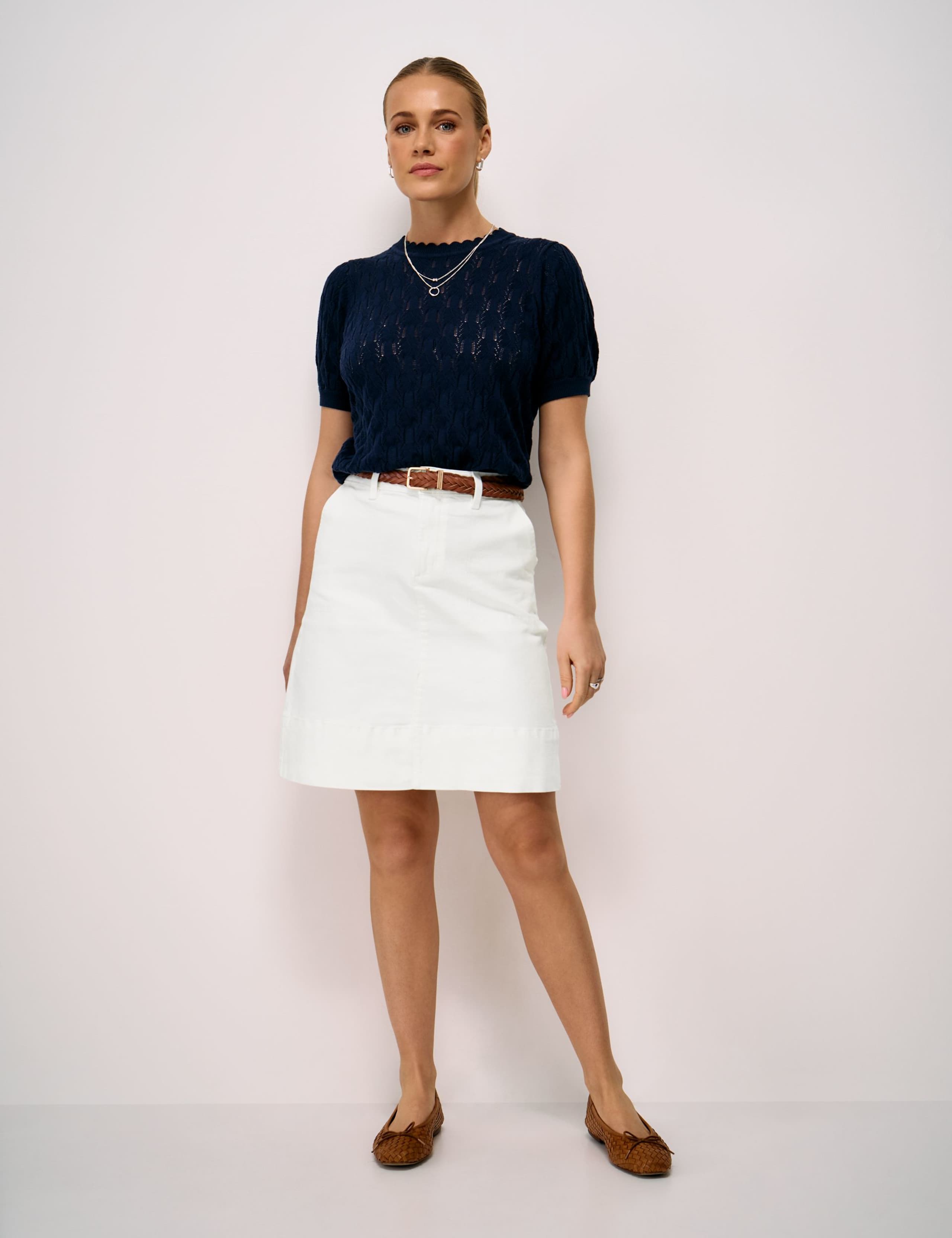 Denim Knee Length A-Line Skirt 4 of 5