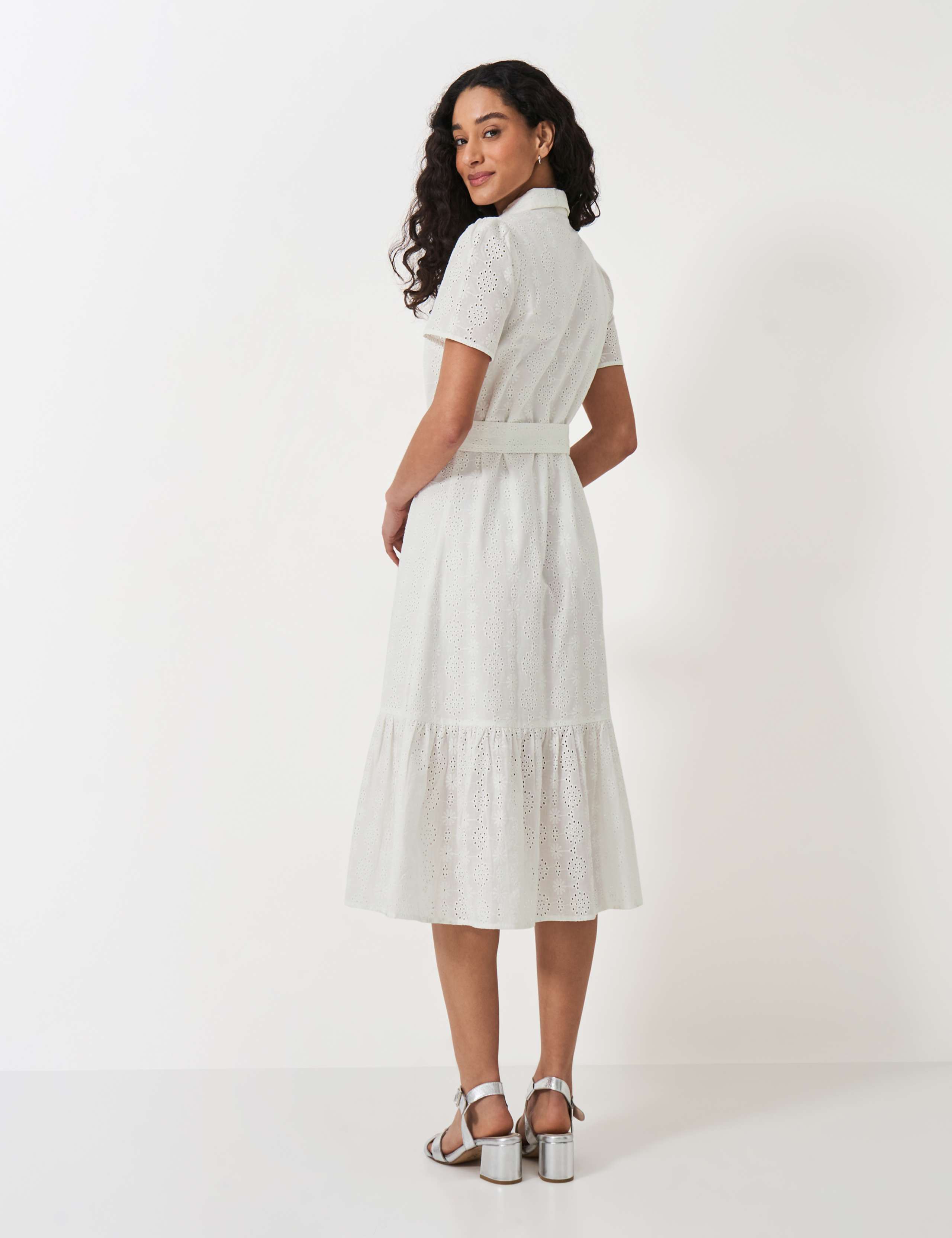 Cotton Rich Broderie Belted Midi Shirt Dress 4 of 5