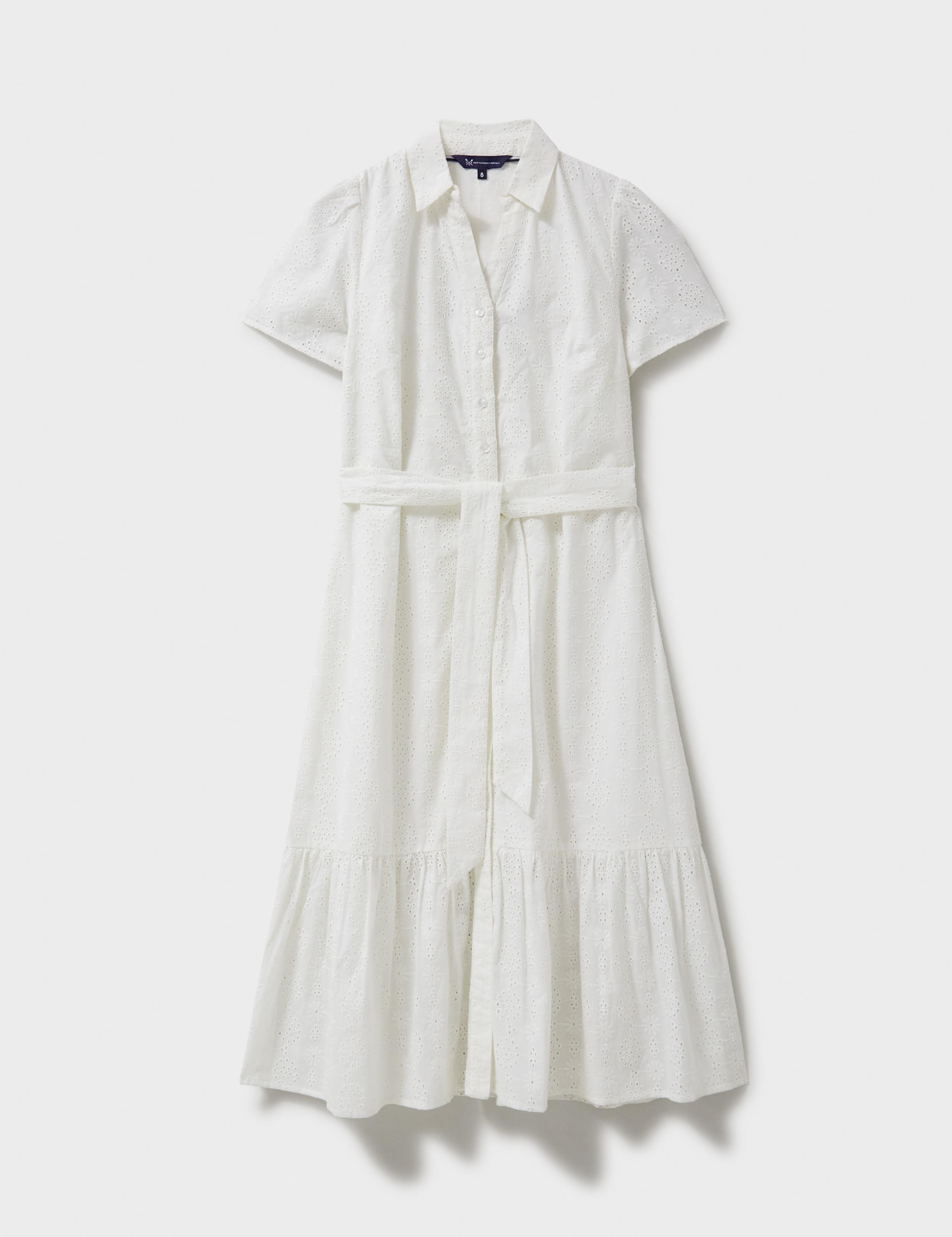Cotton Rich Broderie Belted Midi Shirt Dress 2 of 5