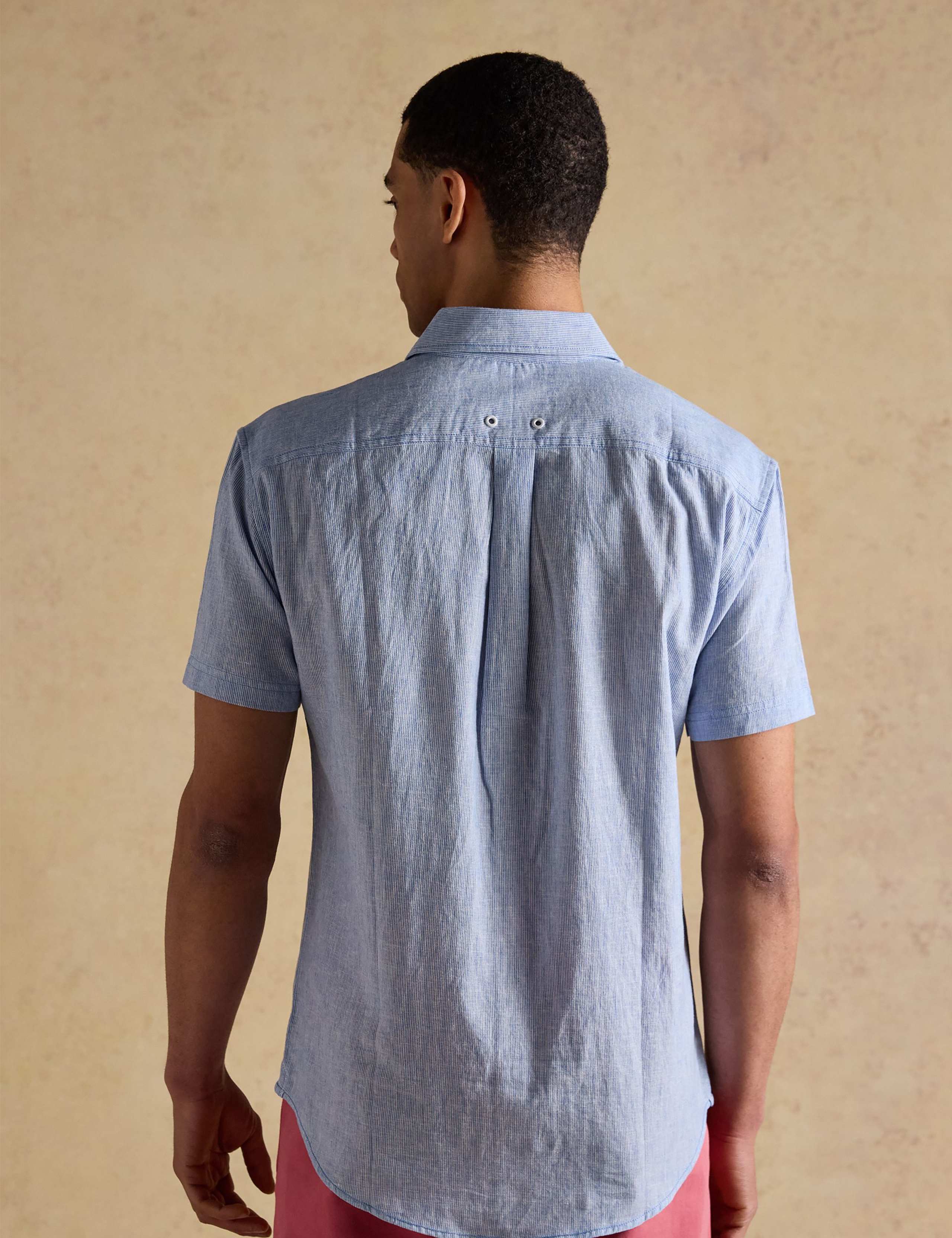 Regular Fit Linen Blend Striped Shirt 4 of 8