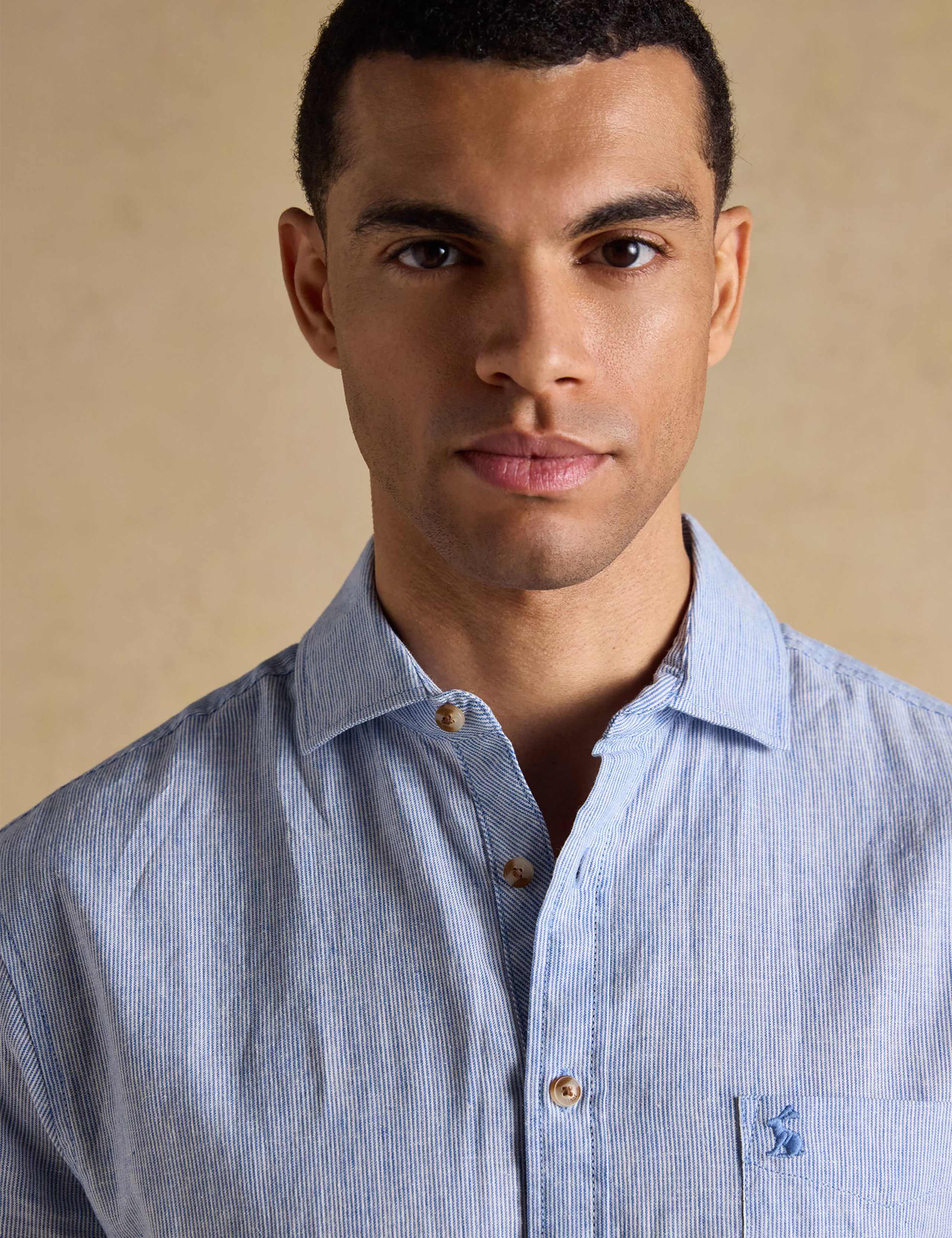 Regular Fit Linen Blend Striped Shirt 5 of 8