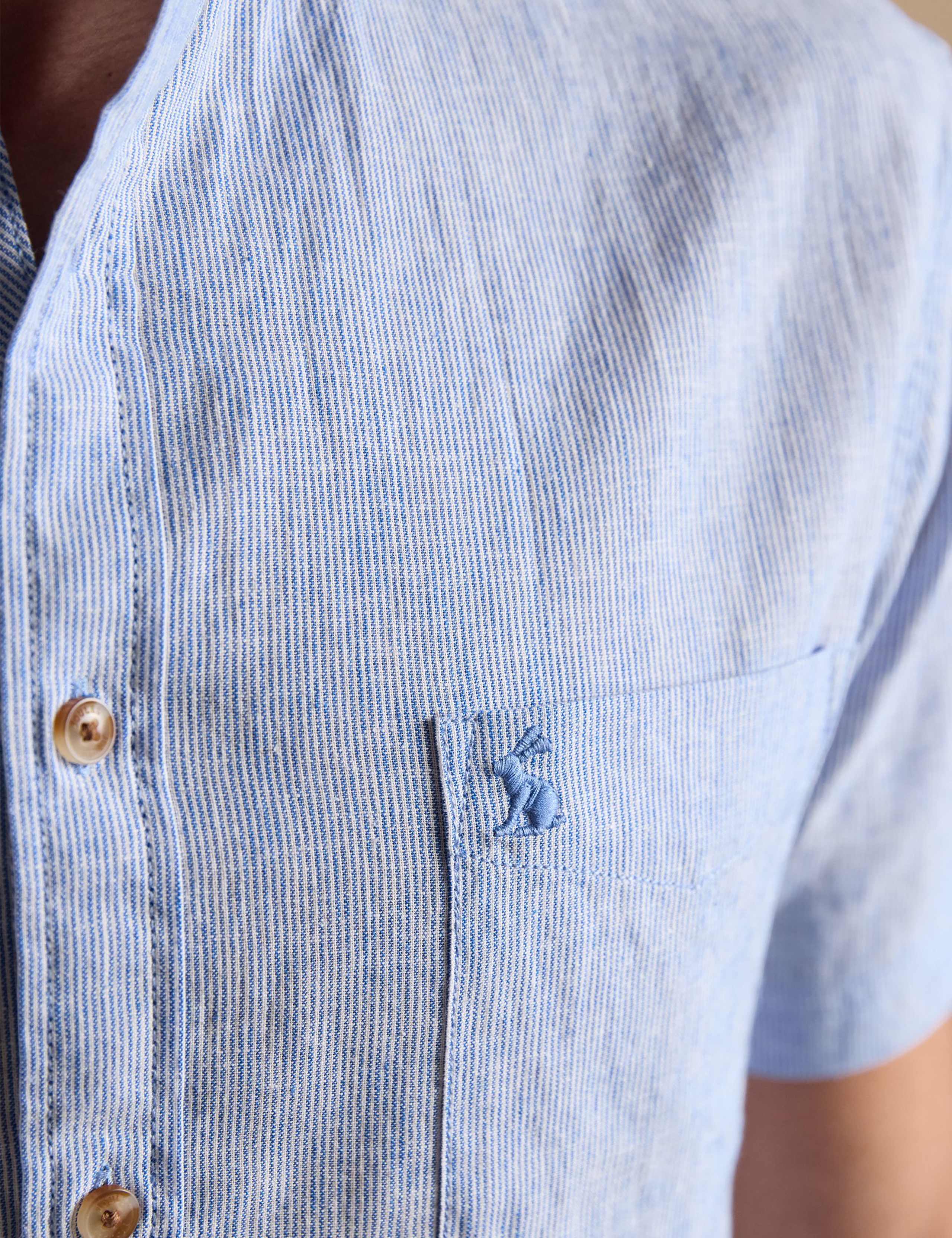 Regular Fit Linen Blend Striped Shirt 7 of 8