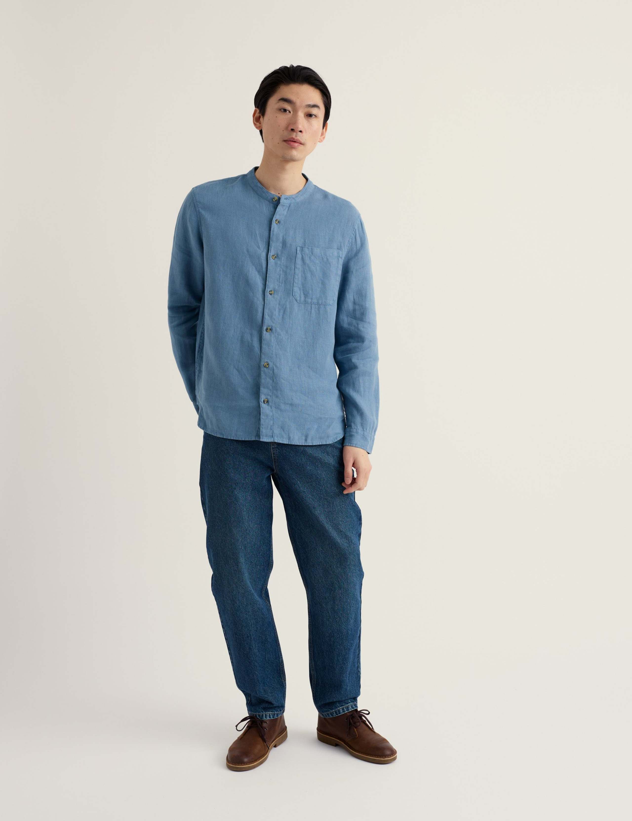 Pure Linen Grandad Collar Shirt 3 of 5