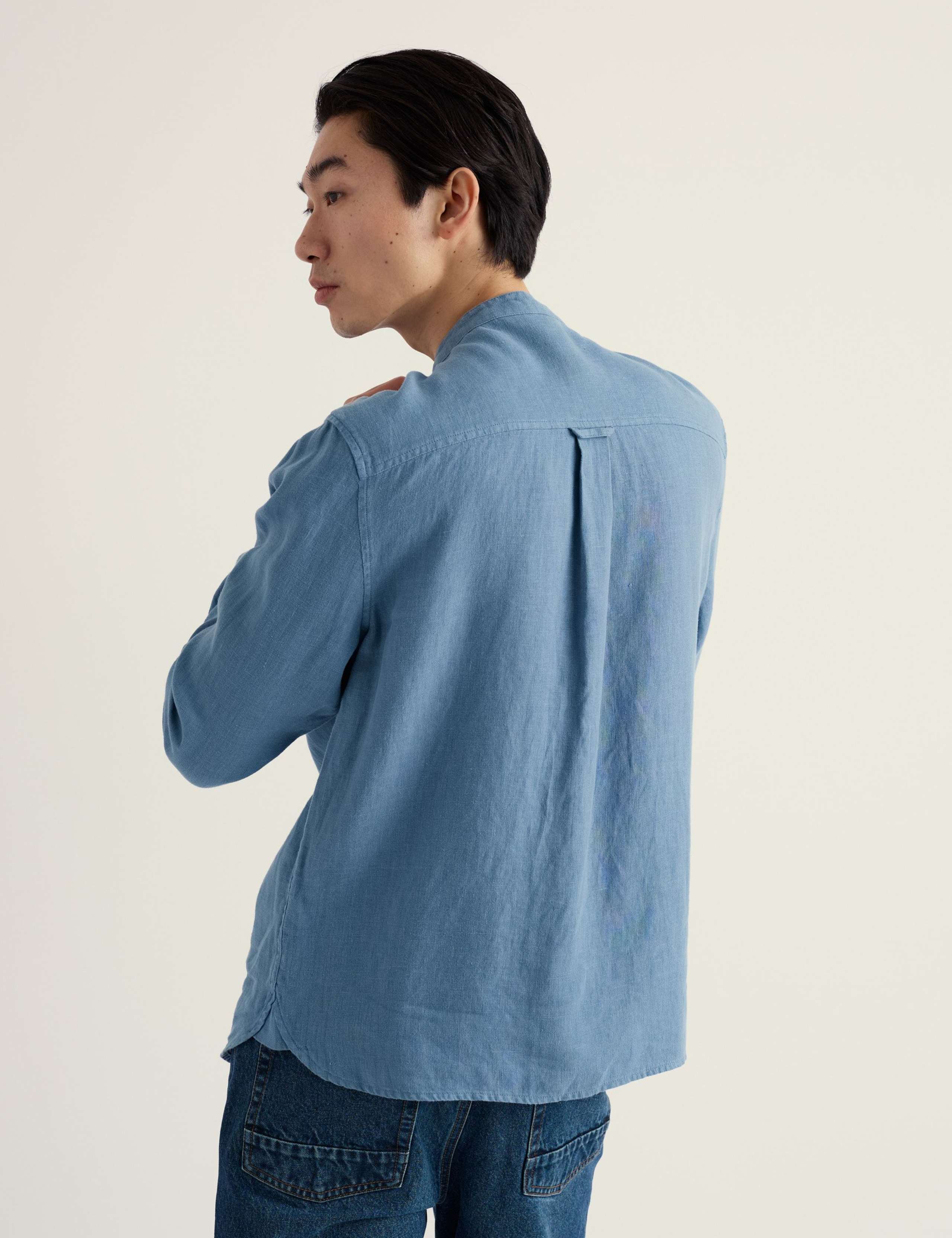 Pure Linen Grandad Collar Shirt 4 of 5