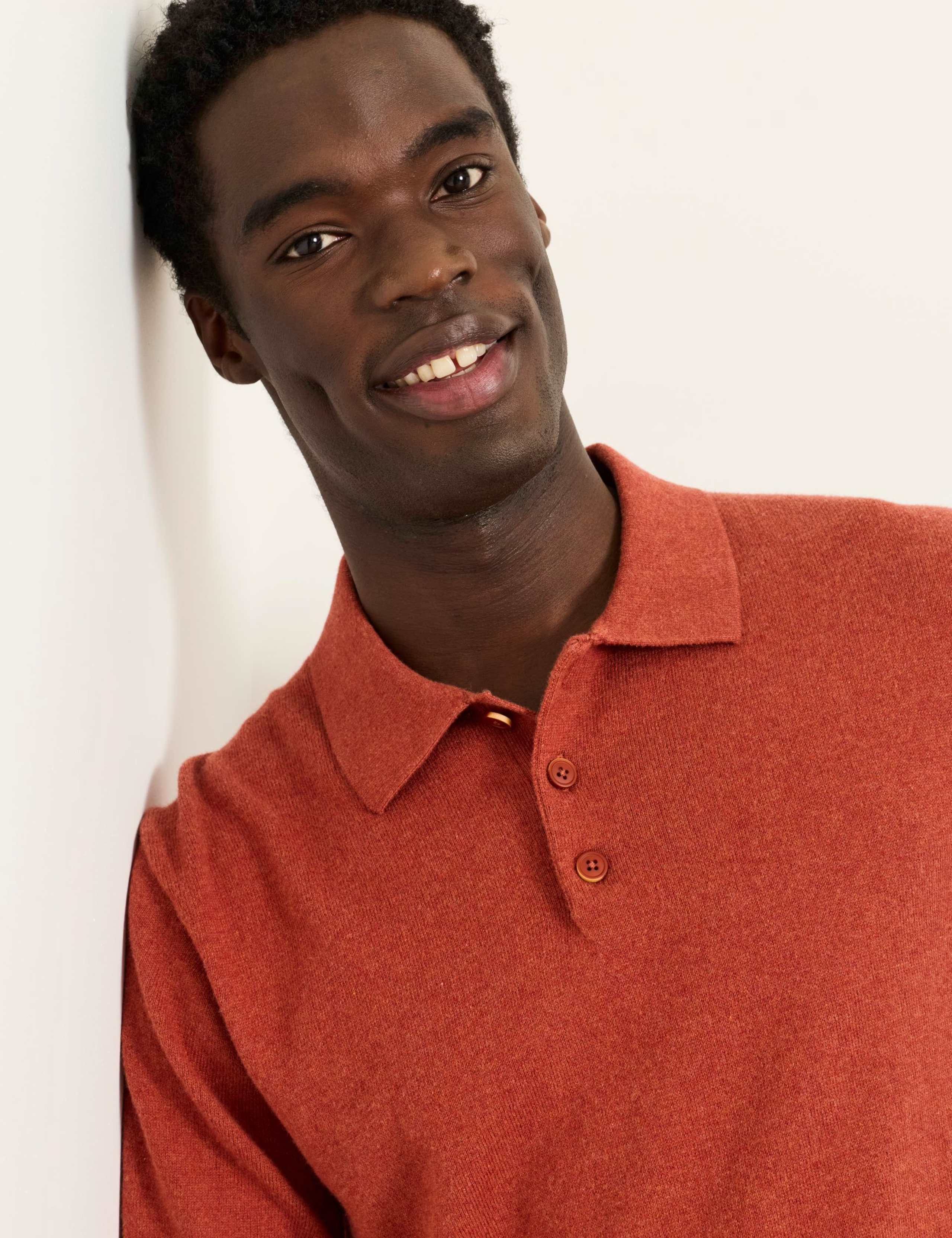 Cotton Rich Polo Shirt with Cashmere 4 of 5