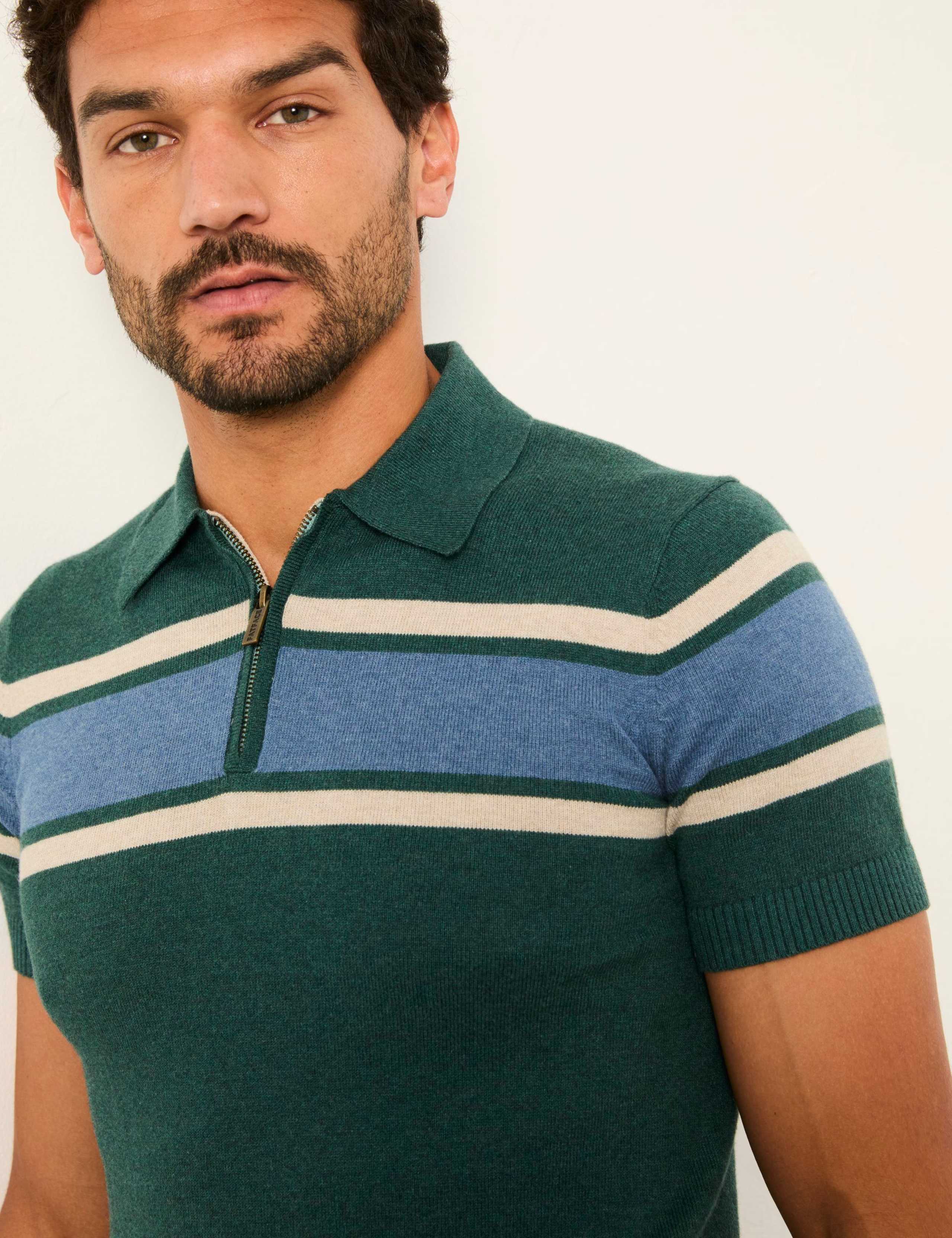 Cotton Rich Striped Polo Shirt with Cashmere 3 of 5
