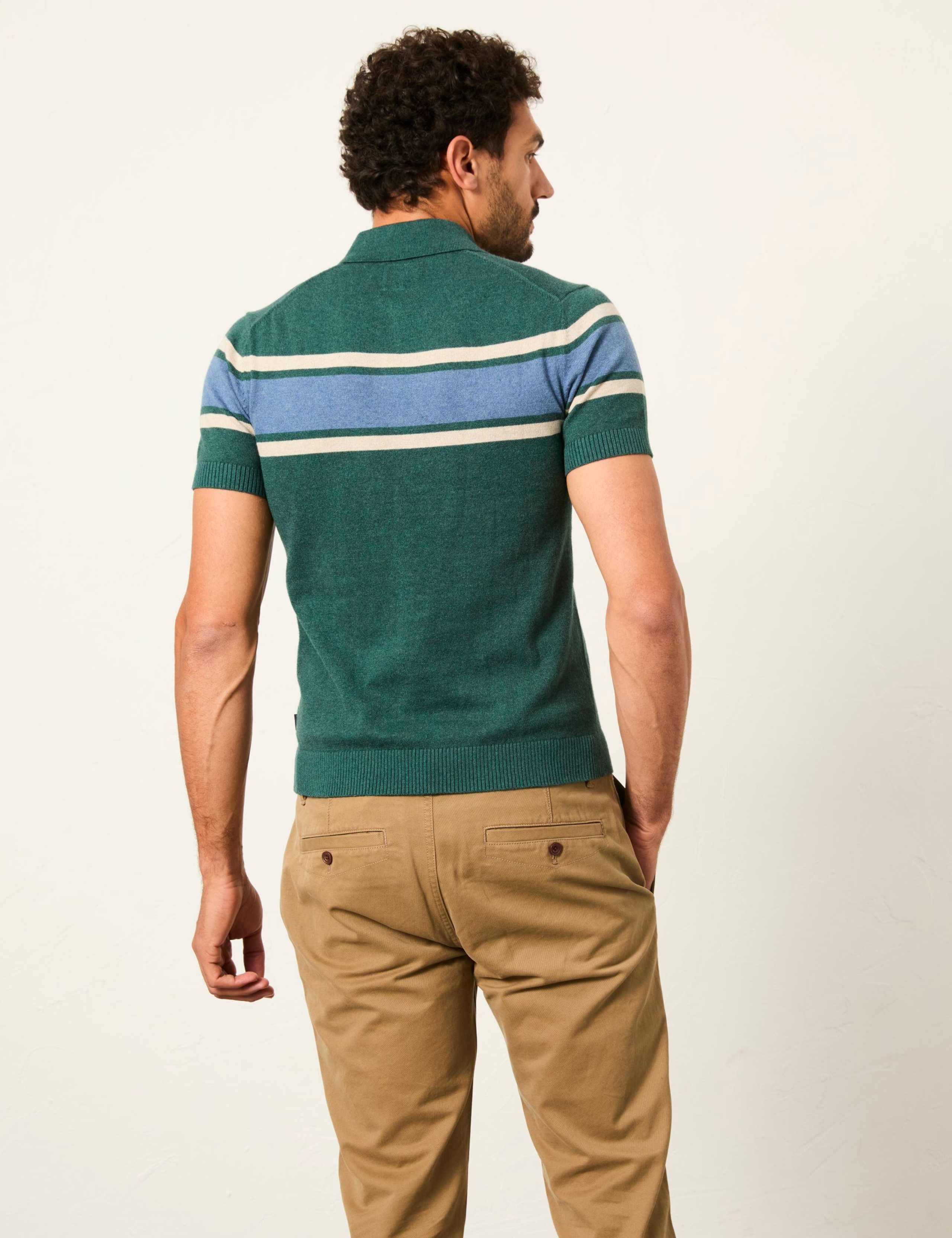 Cotton Rich Striped Polo Shirt with Cashmere 4 of 5