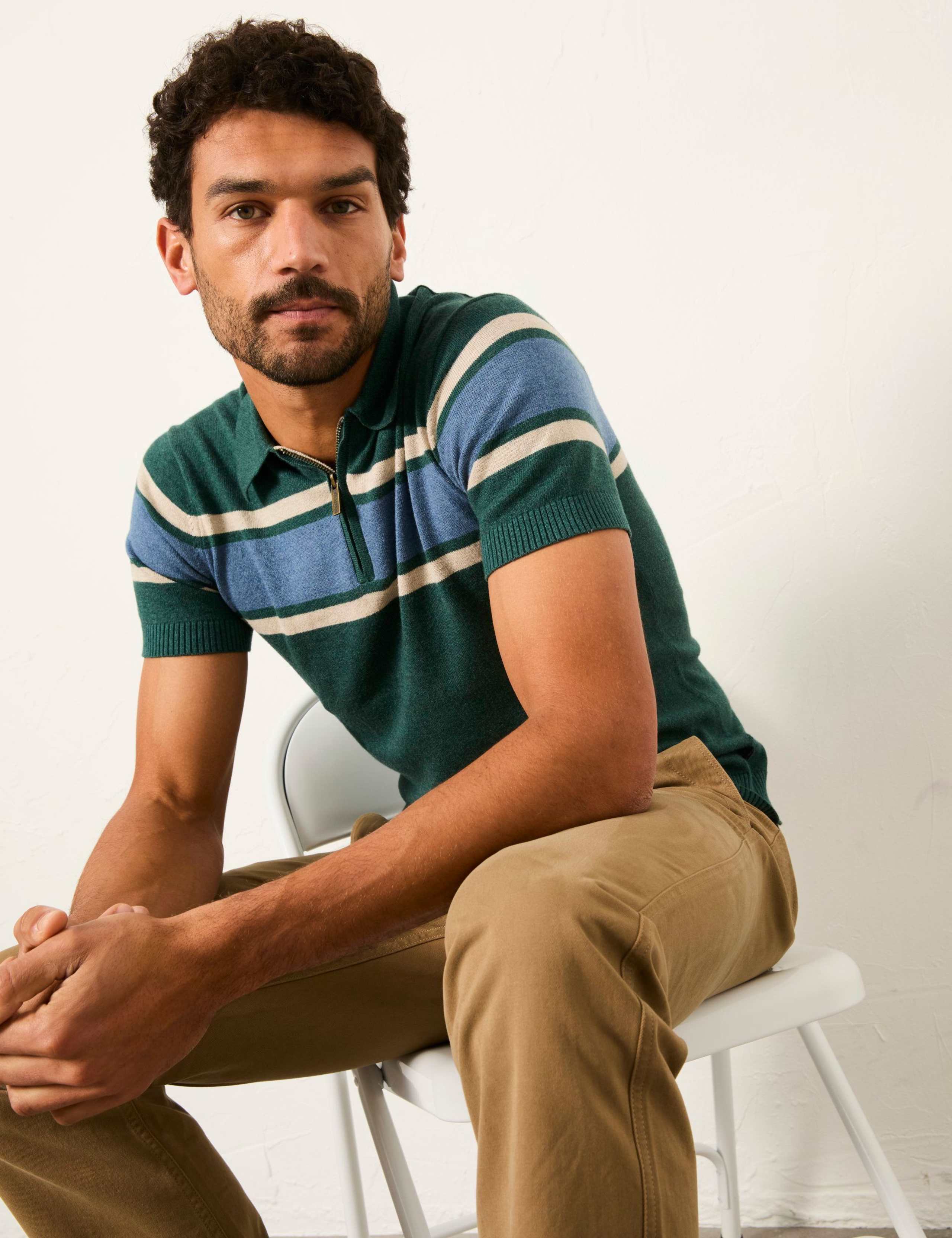 Cotton Rich Striped Polo Shirt with Cashmere 5 of 5