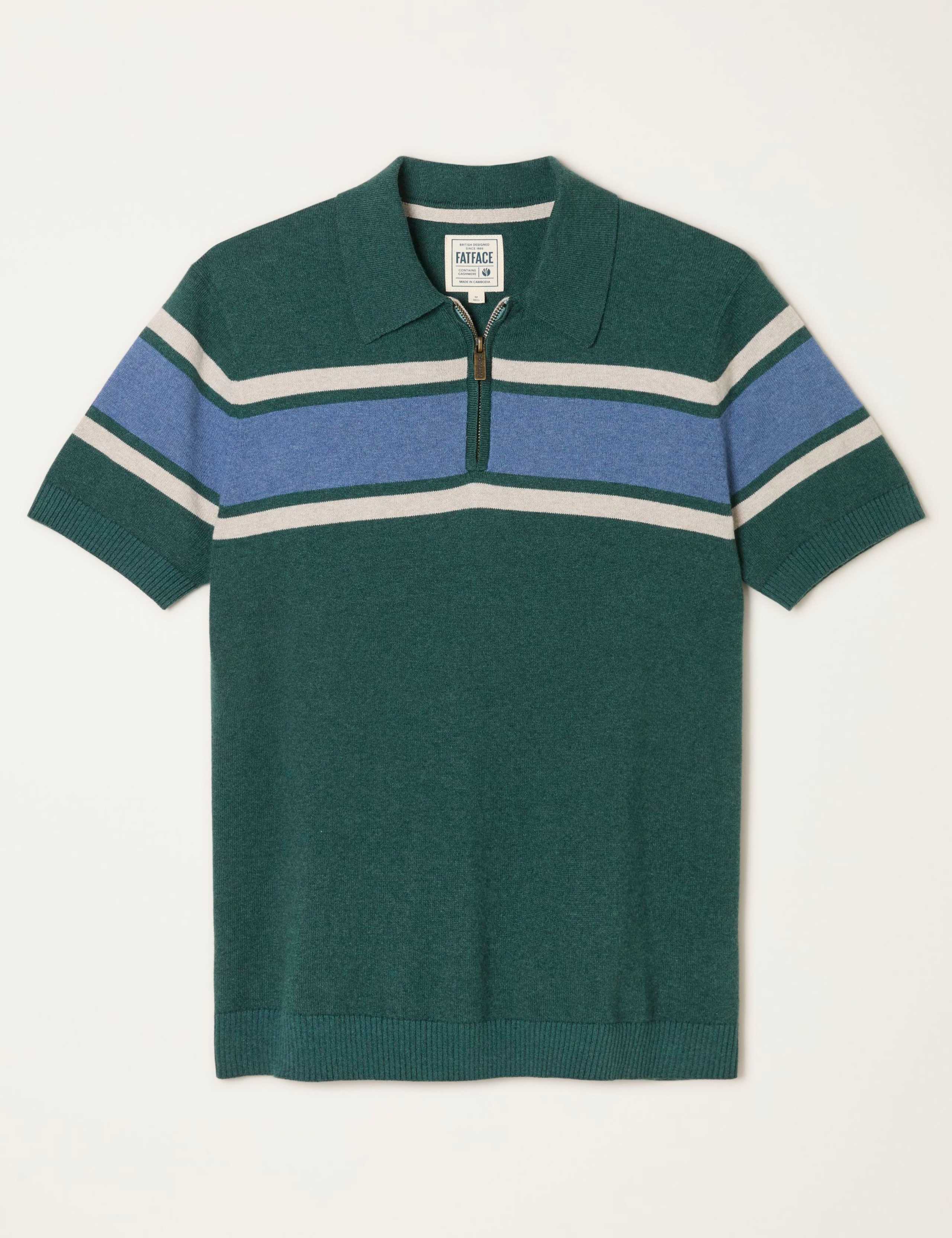 Cotton Rich Striped Polo Shirt with Cashmere 2 of 5