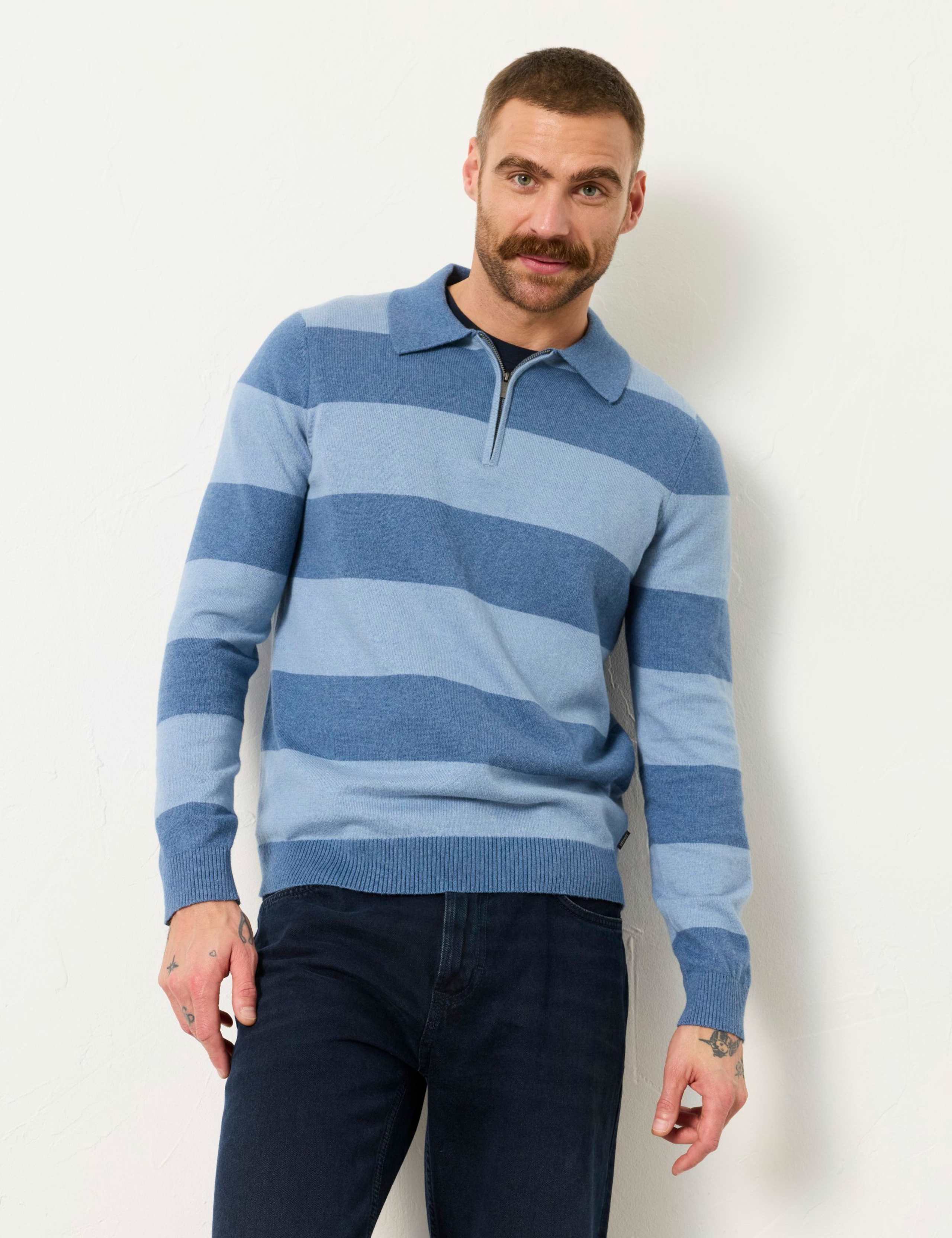 Cotton Rich Tonal Striped Polo Jumper 3 of 6