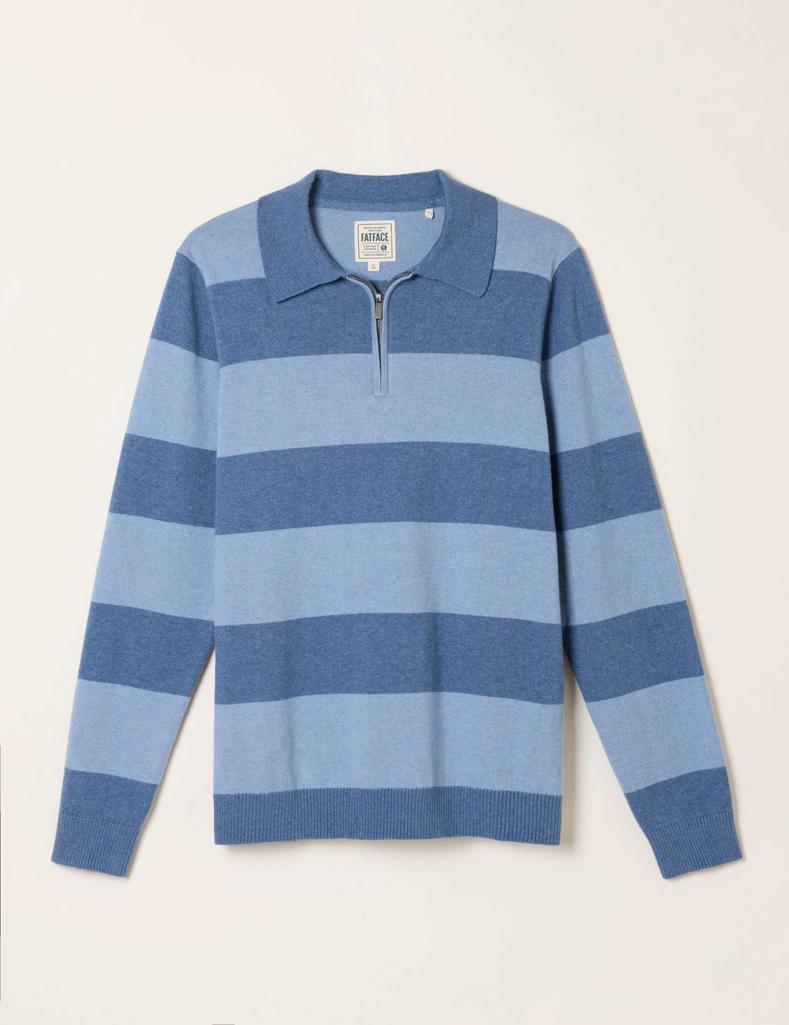 Cotton Rich Tonal Striped Polo Jumper 2 of 6