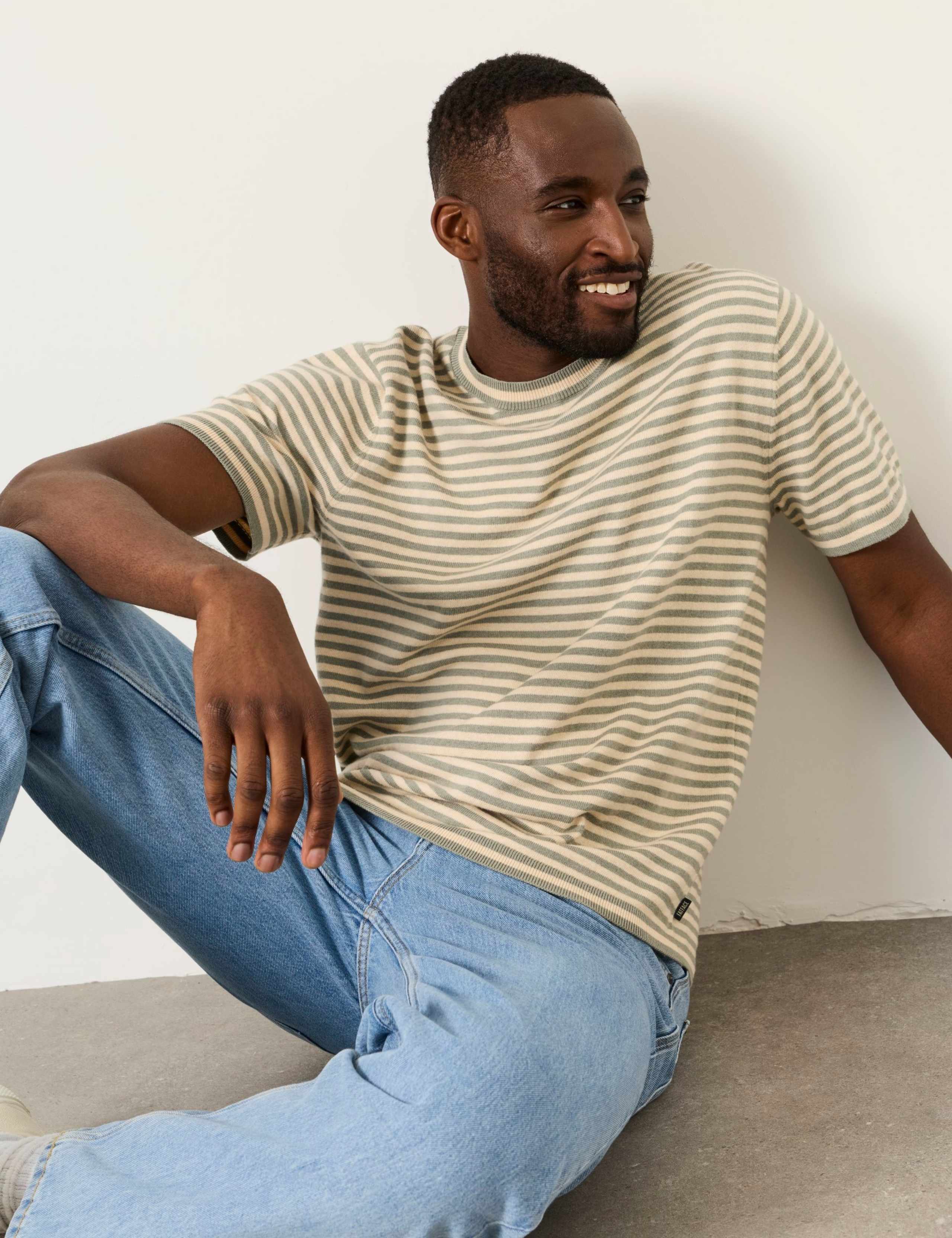 Cotton Rich Striped T-Shirt with Cashmere 6 of 6