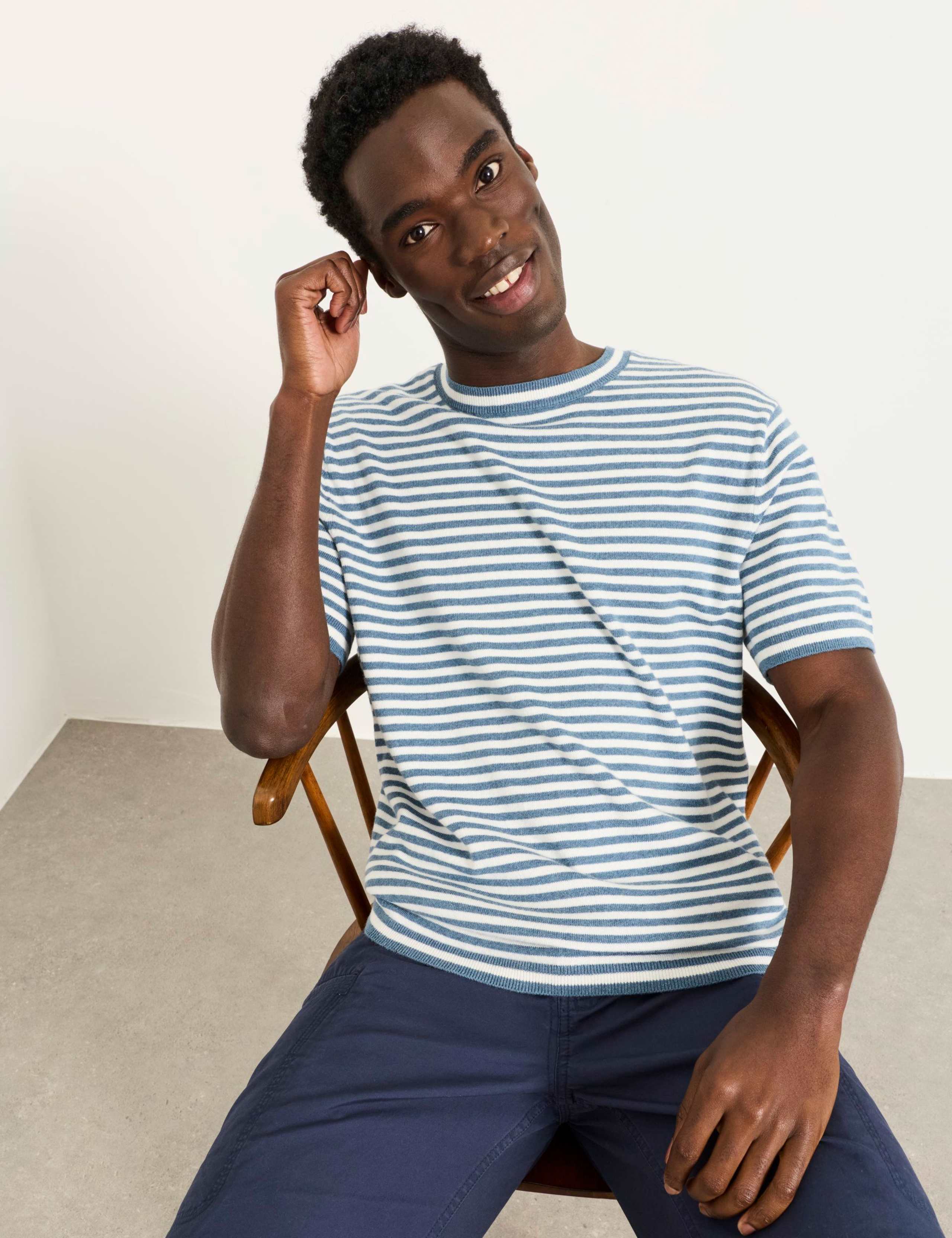 Cotton Rich Striped Crew Neck T-Shirt 1 of 5