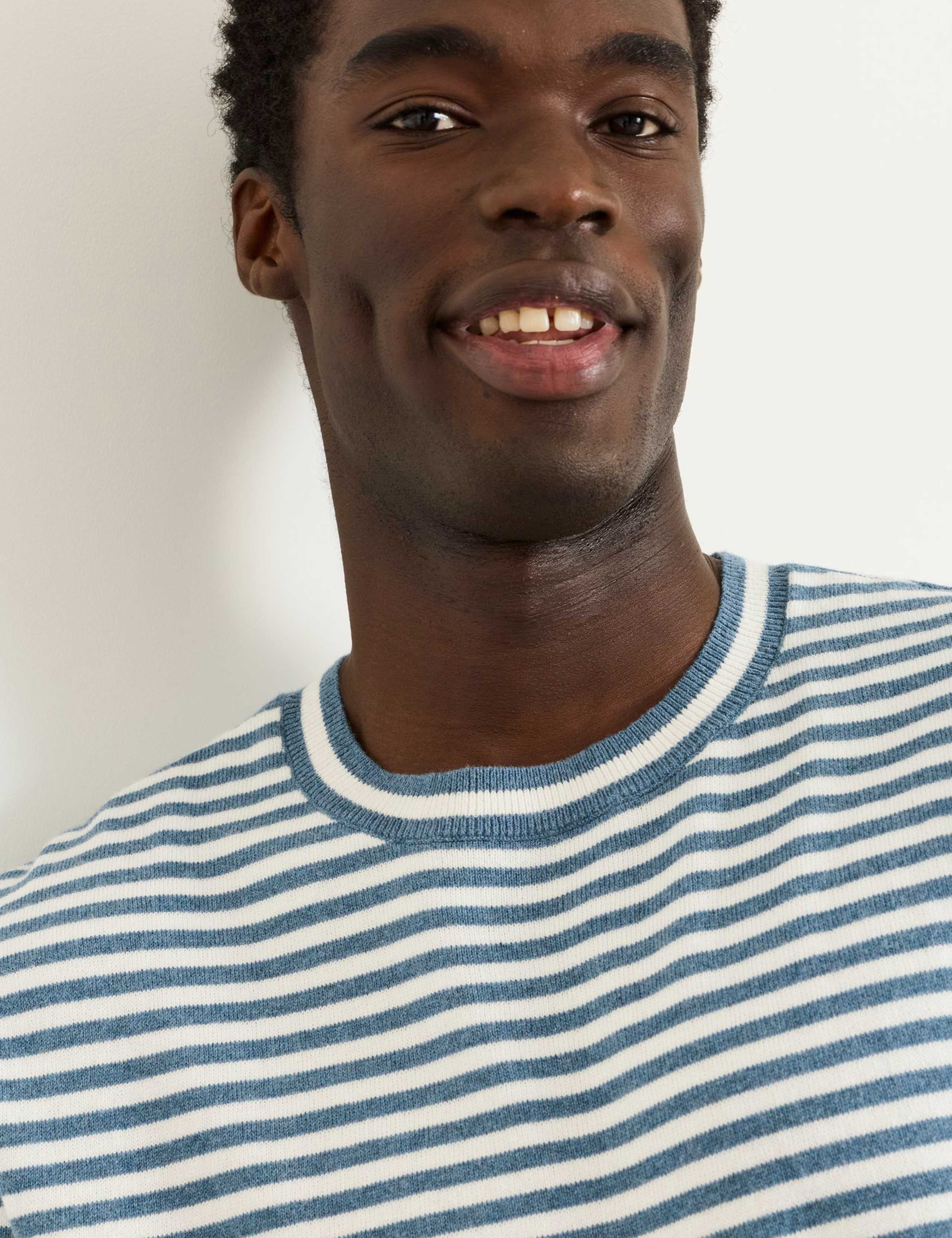 Cotton Rich Striped Crew Neck T-Shirt 4 of 5