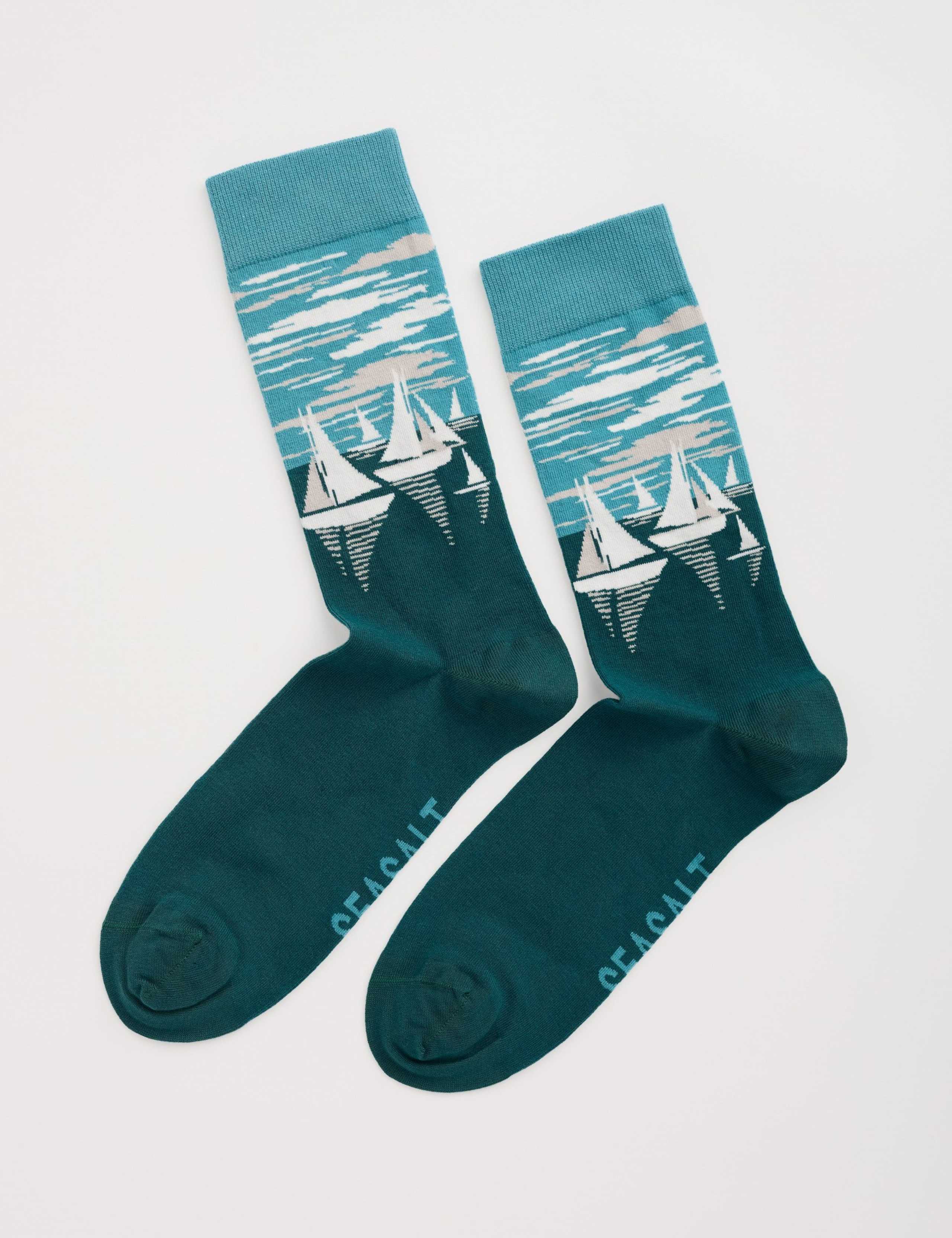 Cotton Rich Sailboat Print Socks 1 of 1