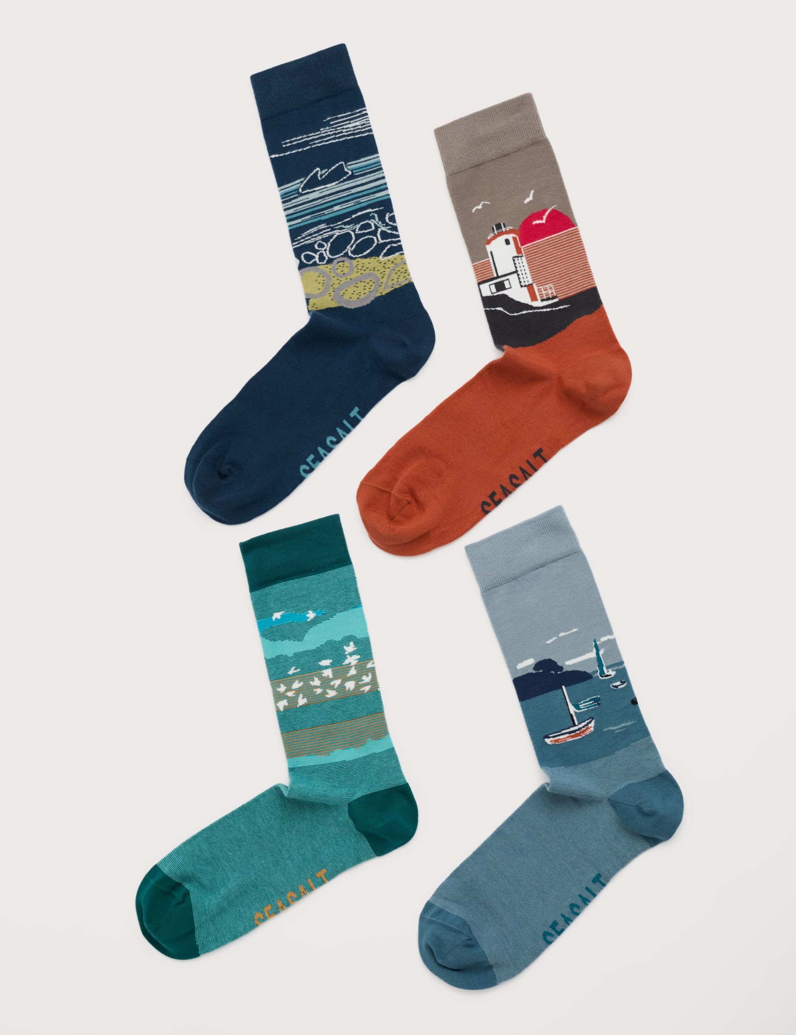4 Pack Seaside Design Cotton Rich Socks Gift Box 2 of 3