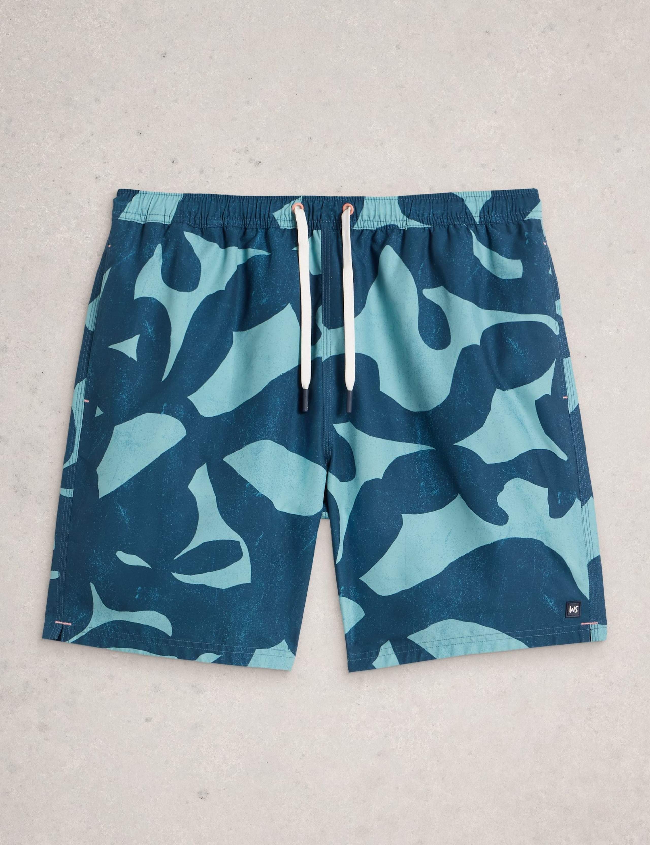 Pocketed Abstract Print Swim Shorts 2 of 6