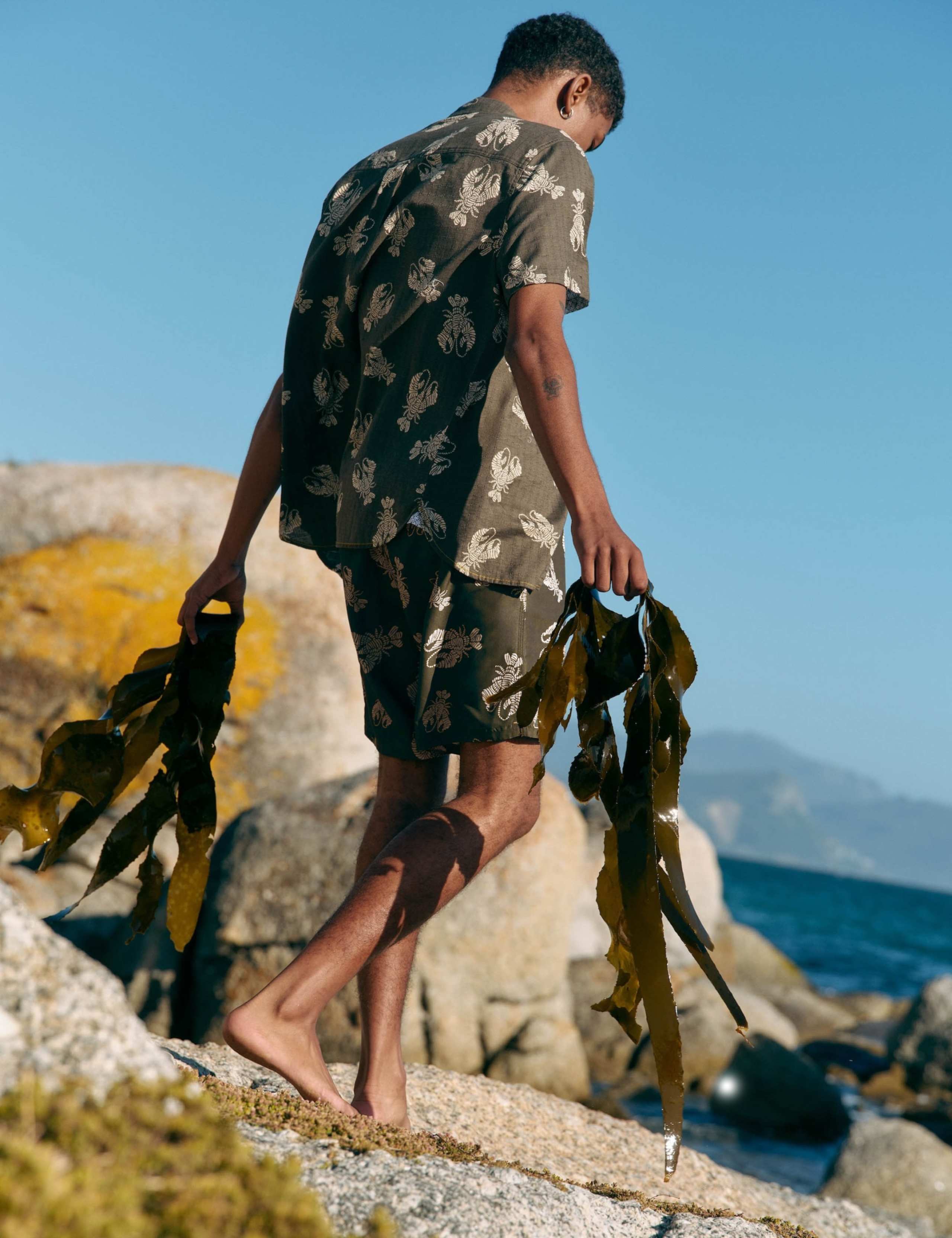 Pocketed Shrimp Print Swim Shorts 6 of 6