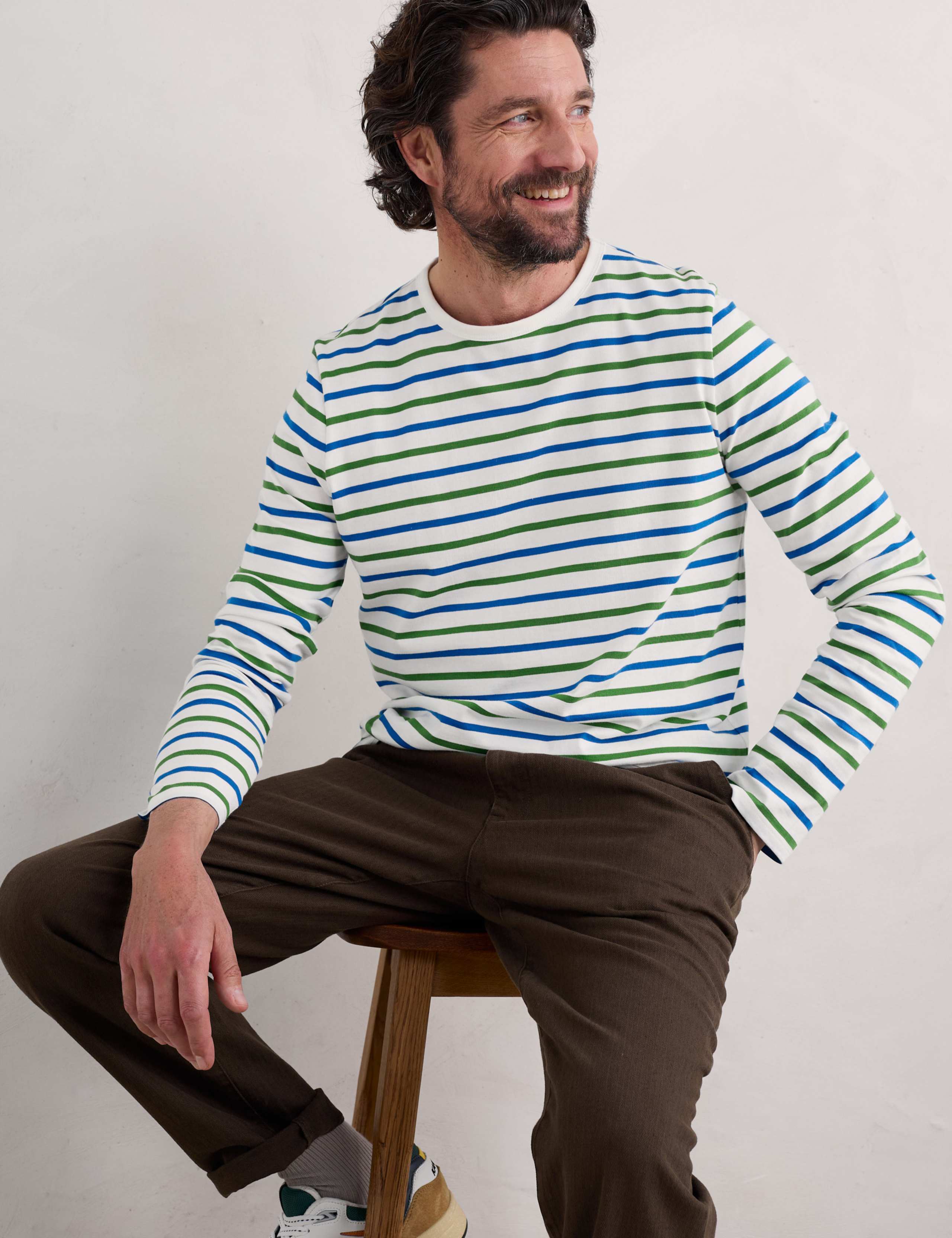 Pure Cotton Striped Long Sleeve T-Shirt 1 of 5