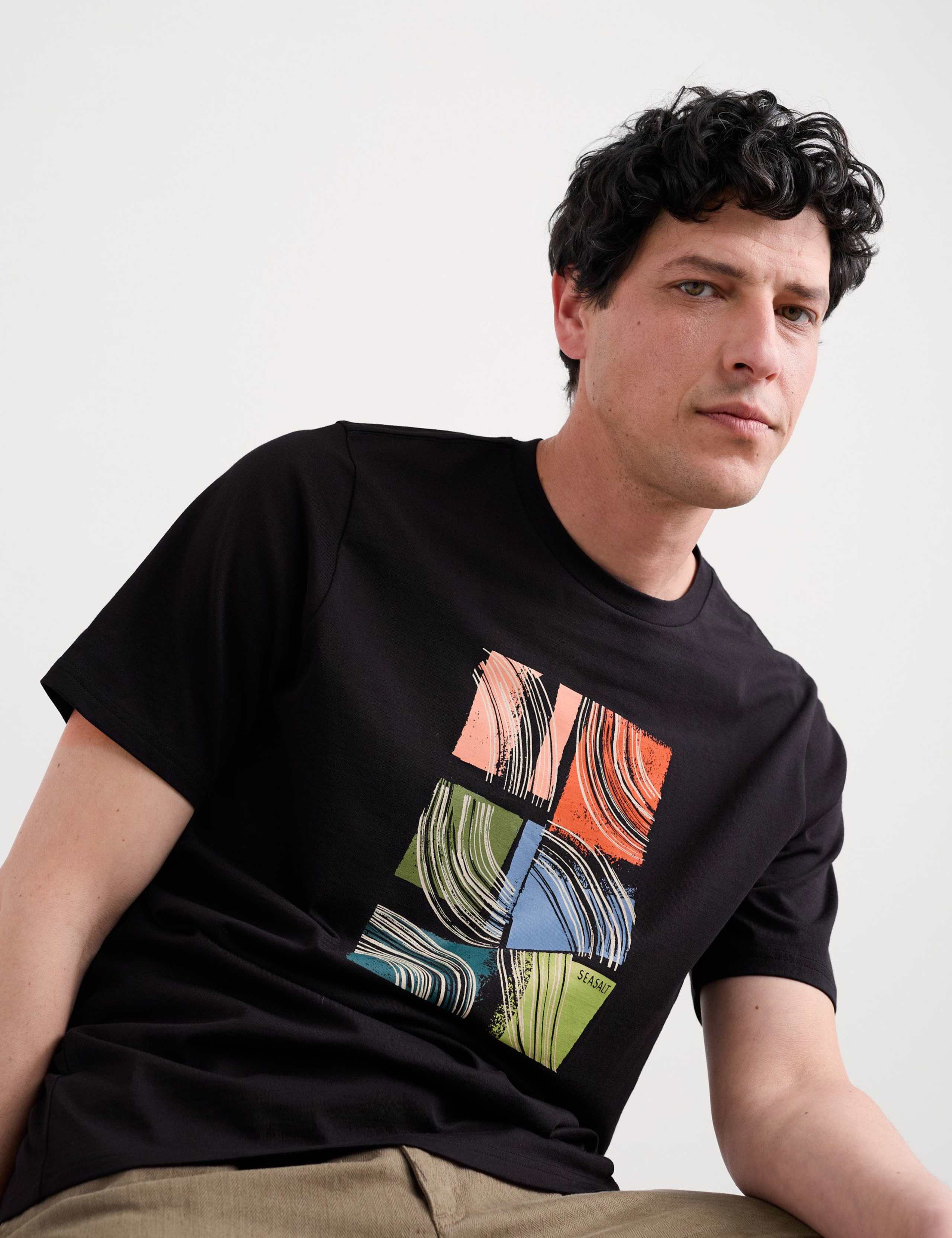 Pure Cotton Graphic Crew Neck T-Shirt 4 of 5