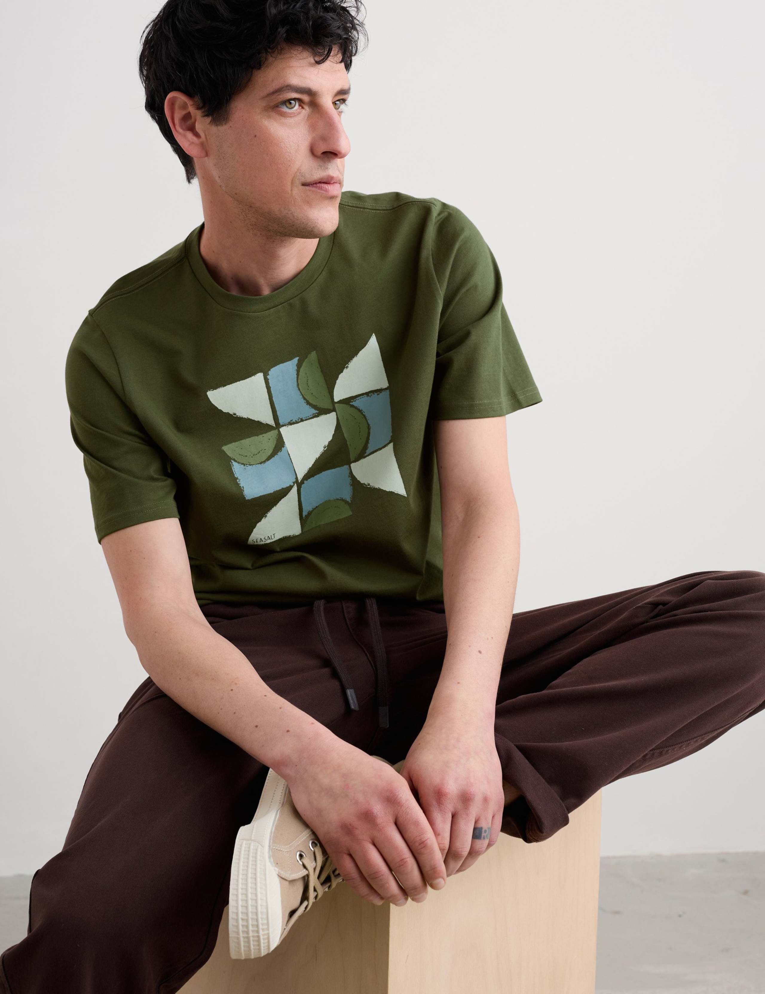 Pure Cotton Abstract Graphic T-Shirt 4 of 5