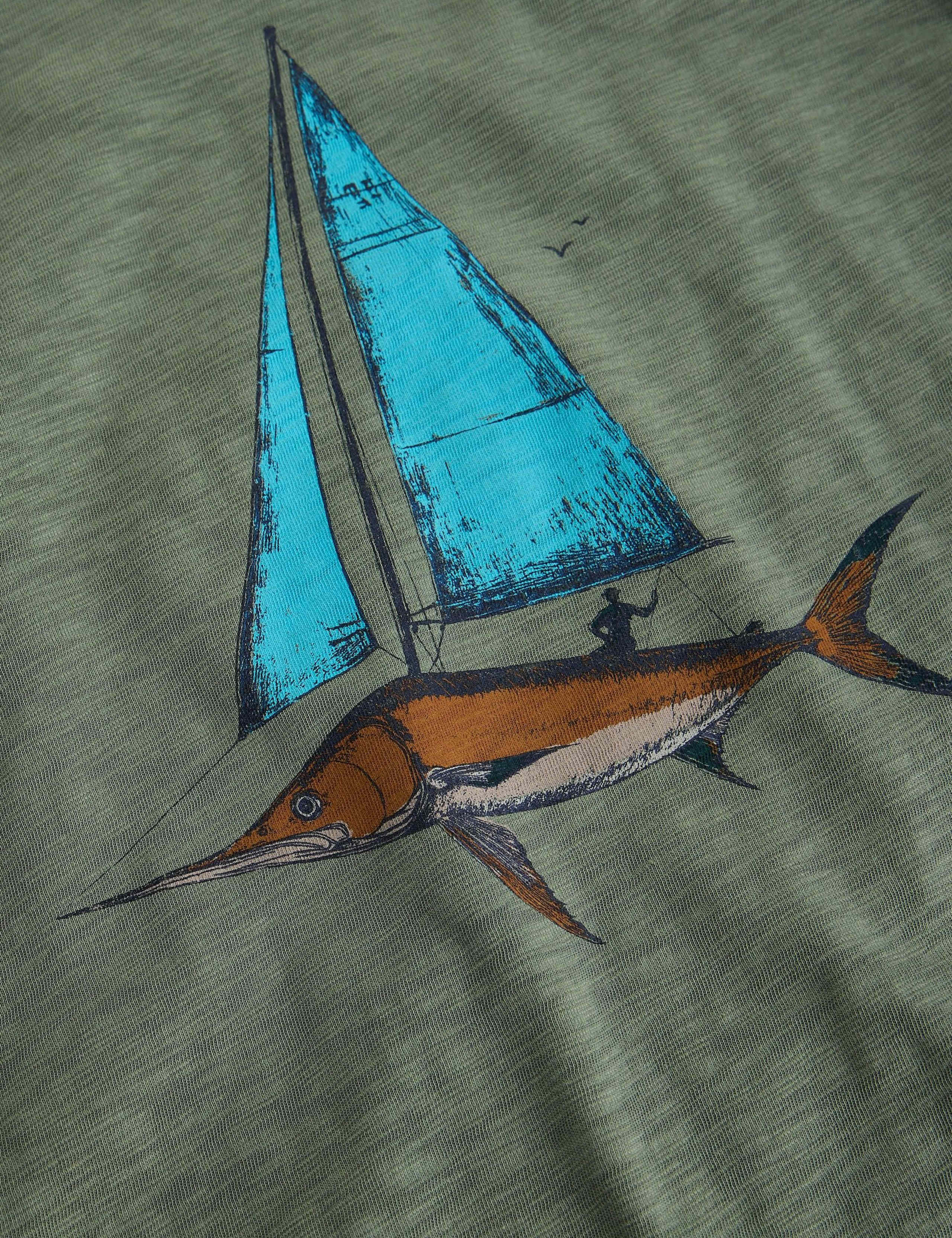 Pure Cotton Fish Sail Graphic T-Shirt 3 of 6