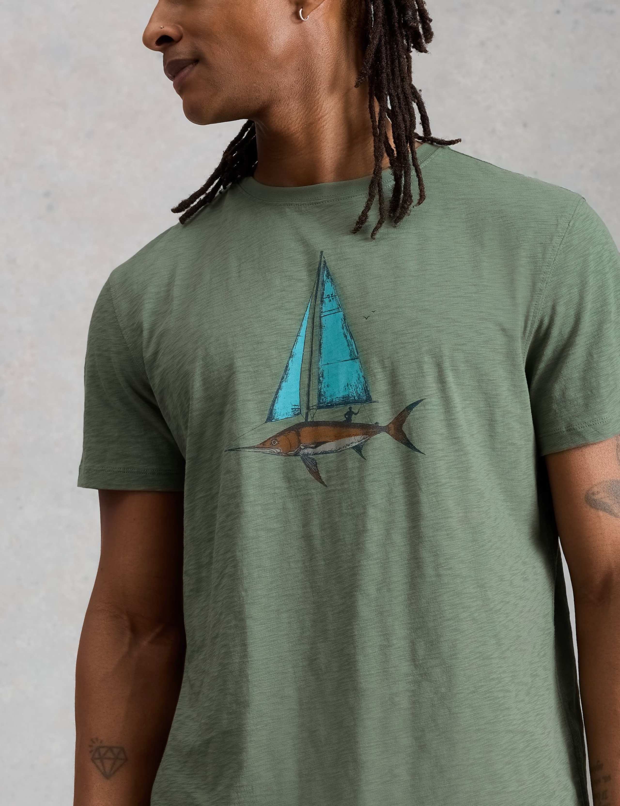 Pure Cotton Fish Sail Graphic T-Shirt 5 of 6