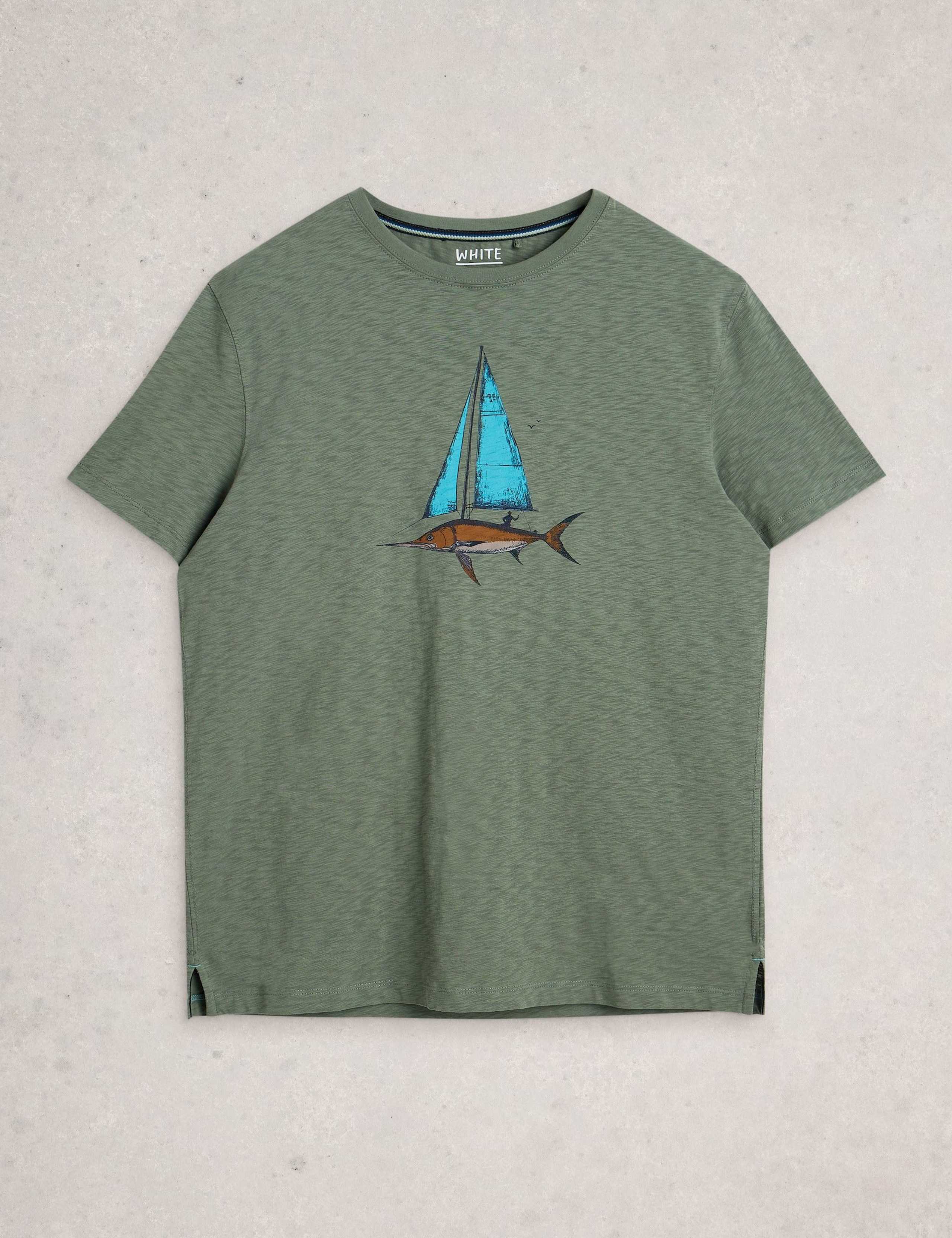 Pure Cotton Fish Sail Graphic T-Shirt 2 of 6