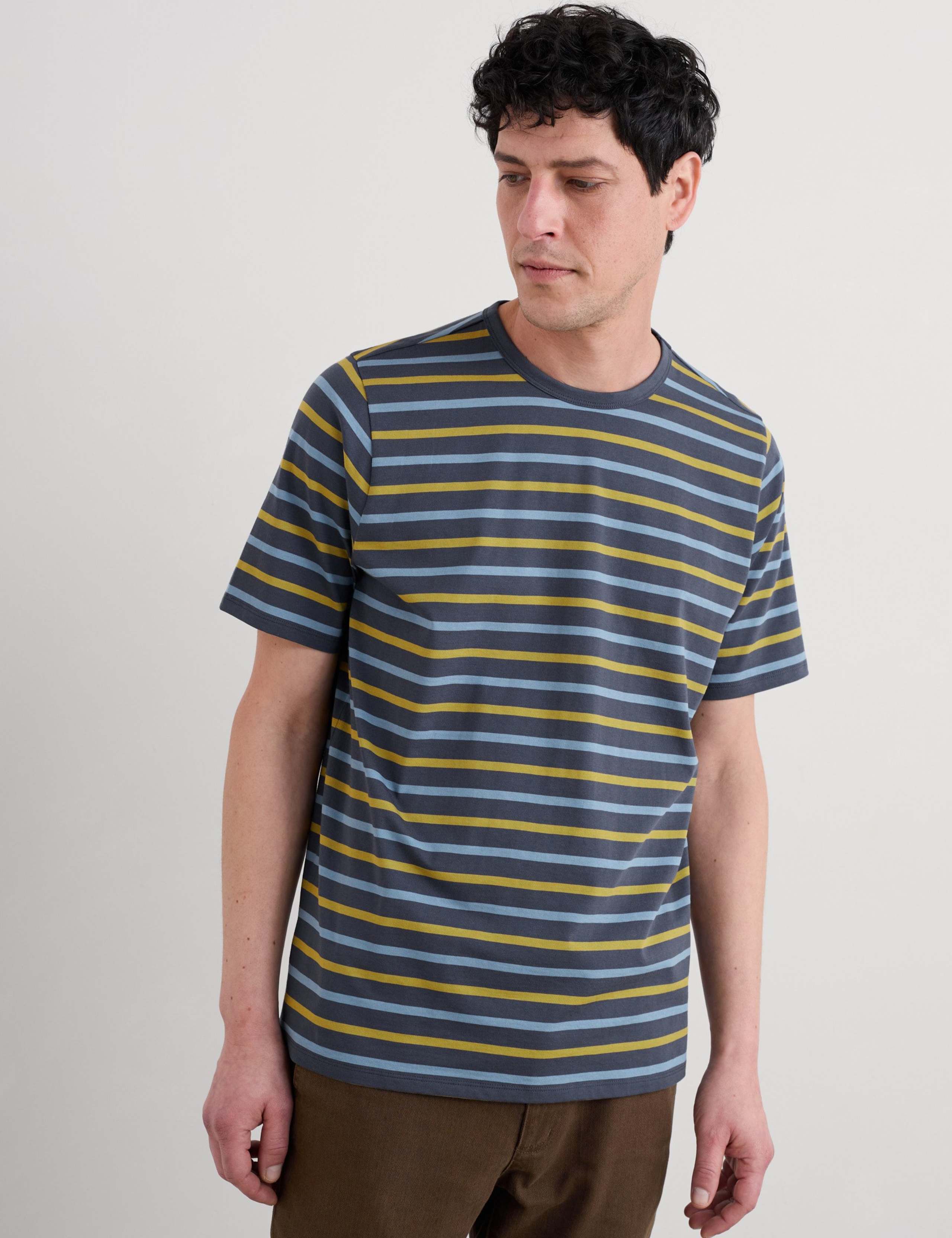 Relaxed Fit Pure Cotton Striped T-Shirt 1 of 5